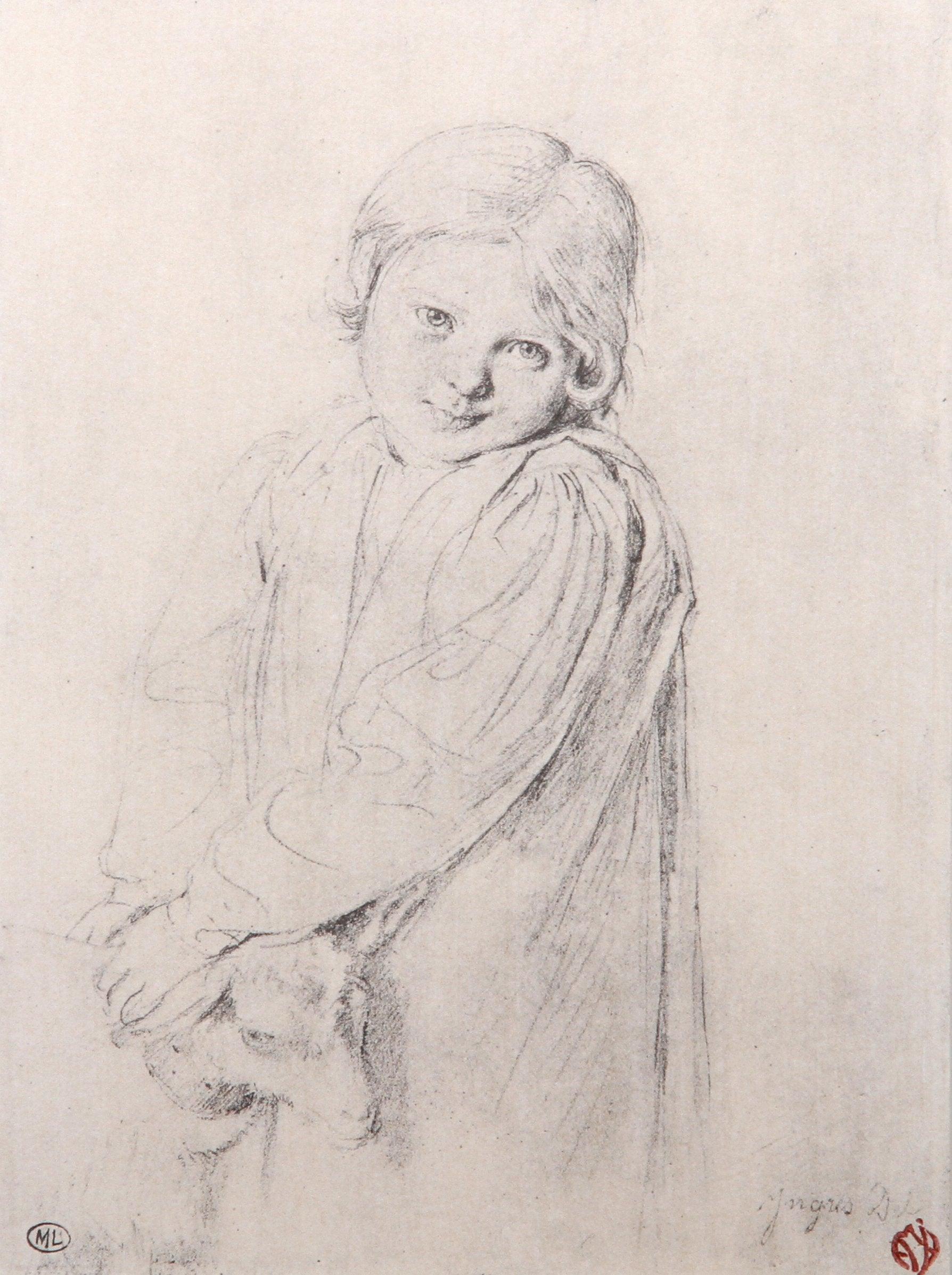 Jean Auguste Dominique Ingres, Child with goat, Faces of Children, 1968 (after)