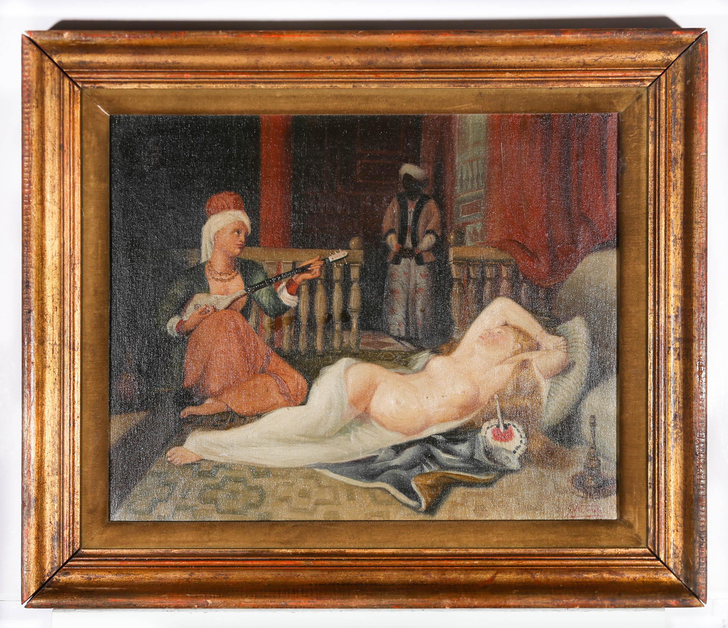 After Jean-Auguste-Dominique Ingres - 20th Century Oil, Odalisque For Sale 2
