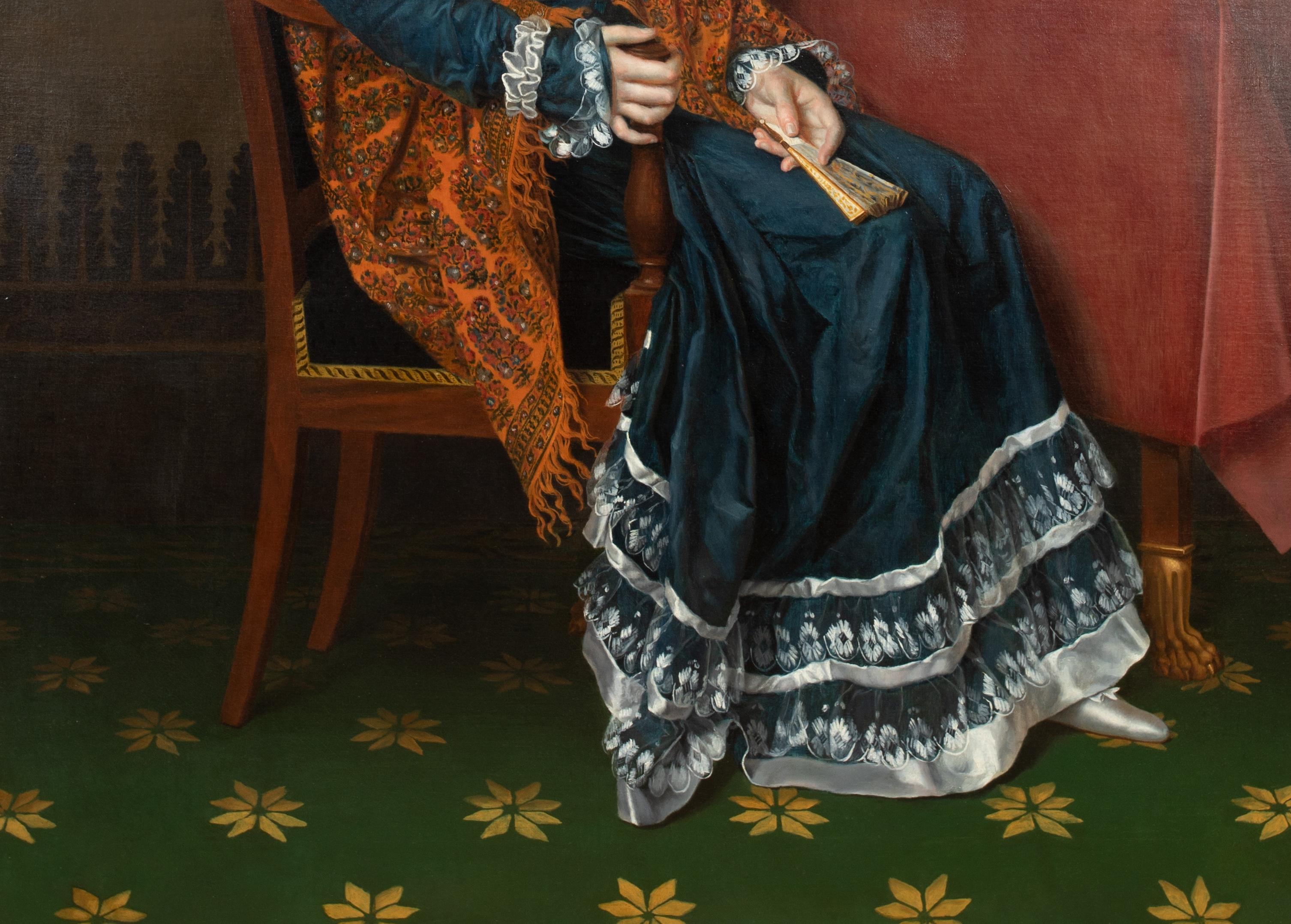 Portrait Of A Lady, believed to be Madame Juliette Recamier (1777-1849),  - Black Portrait Painting by Jean-Auguste-Dominique Ingres