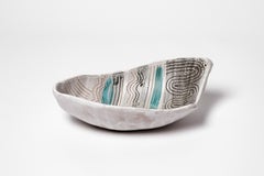 Jean Austruy Grey and Colored Decorative Ceramic Cup Dish or Plate 1950 Design