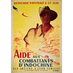 Beautiful French poster for the aid of soldiers who served in Indochina