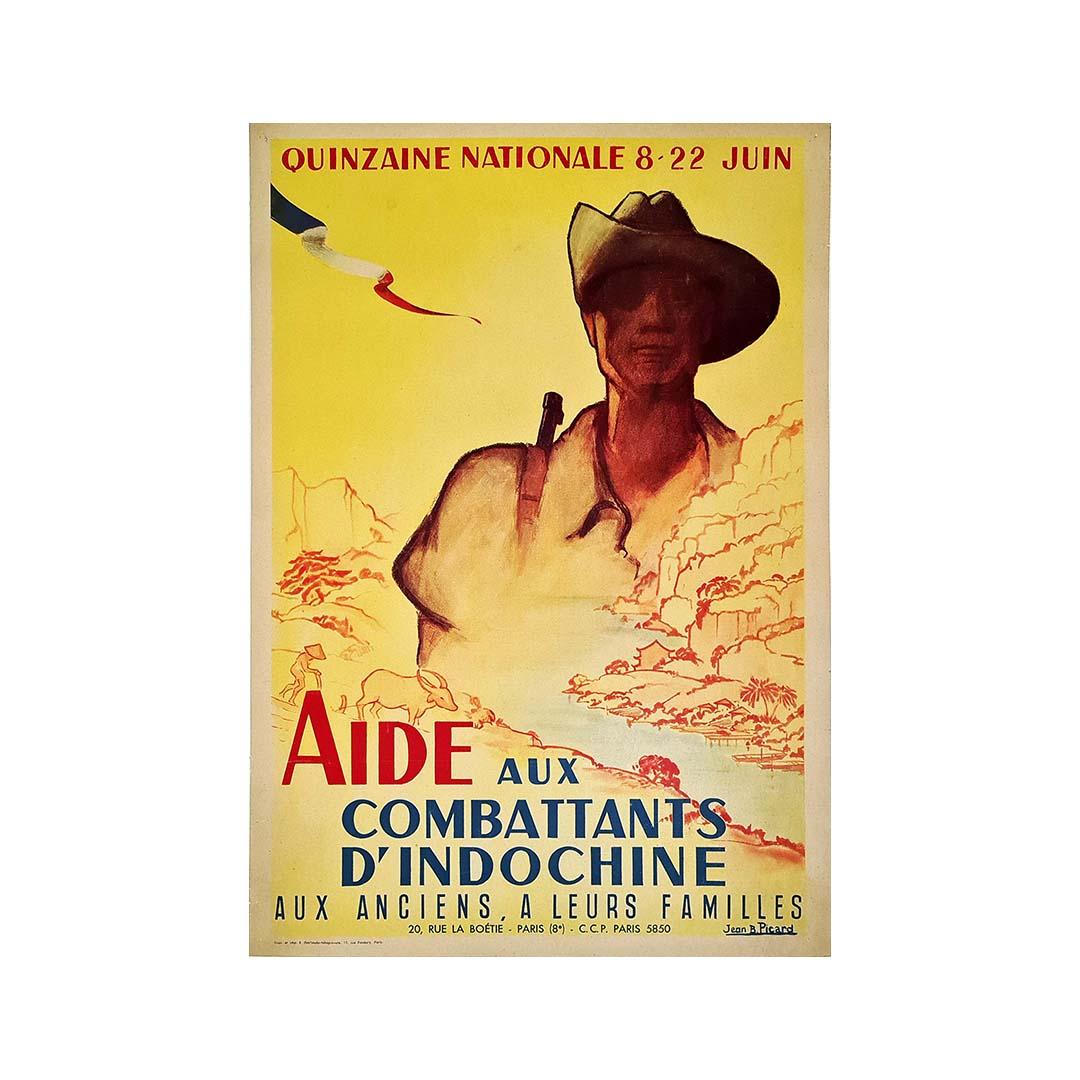 Beautiful French poster for the aid of soldiers who served in Indochina - Print by Jean B. Picard