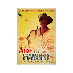 Retro Beautiful French poster for the aid of soldiers who served in Indochina