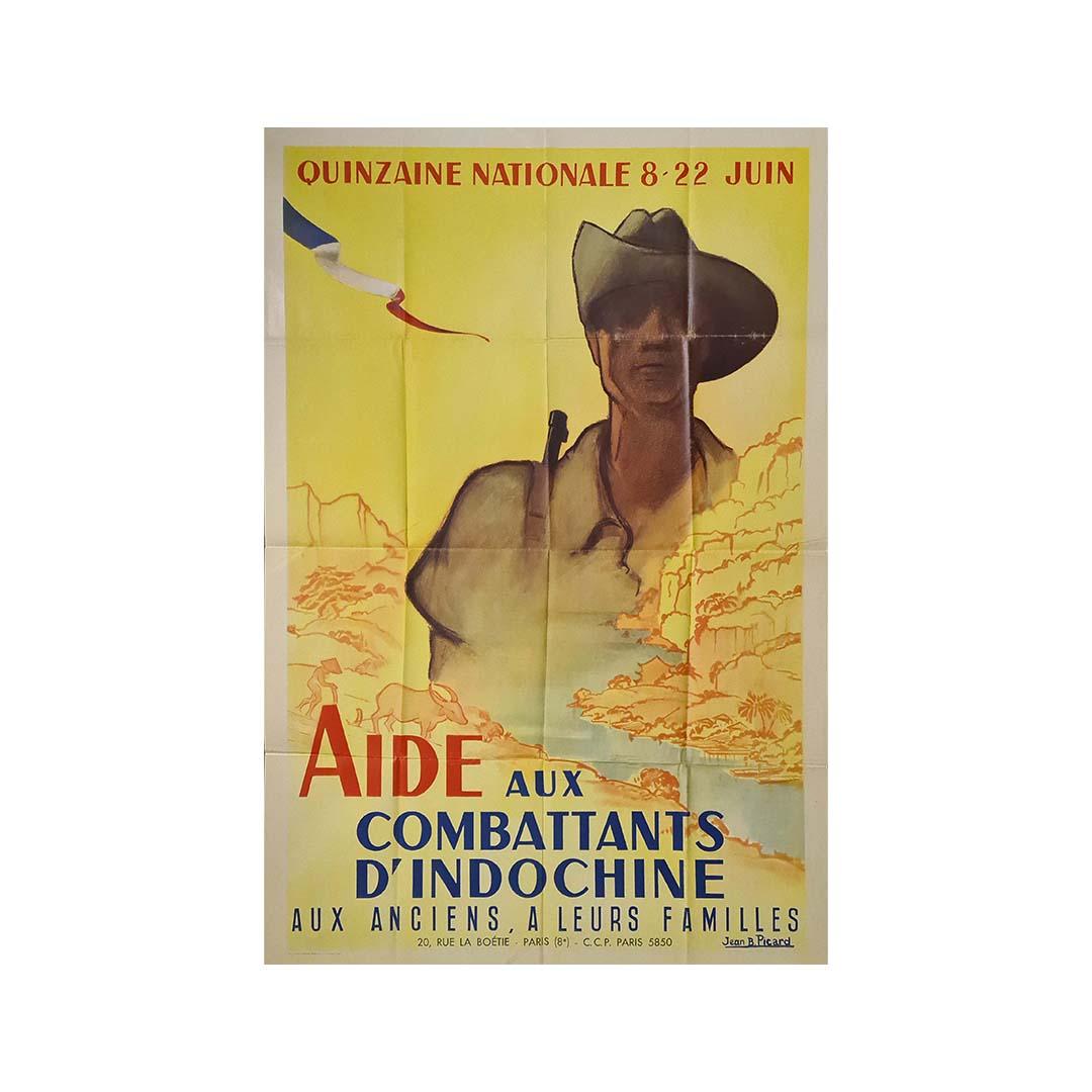 Circa 1940 Jean B. Picard's original poster Aide aux combattants d'Indochine For Sale 1