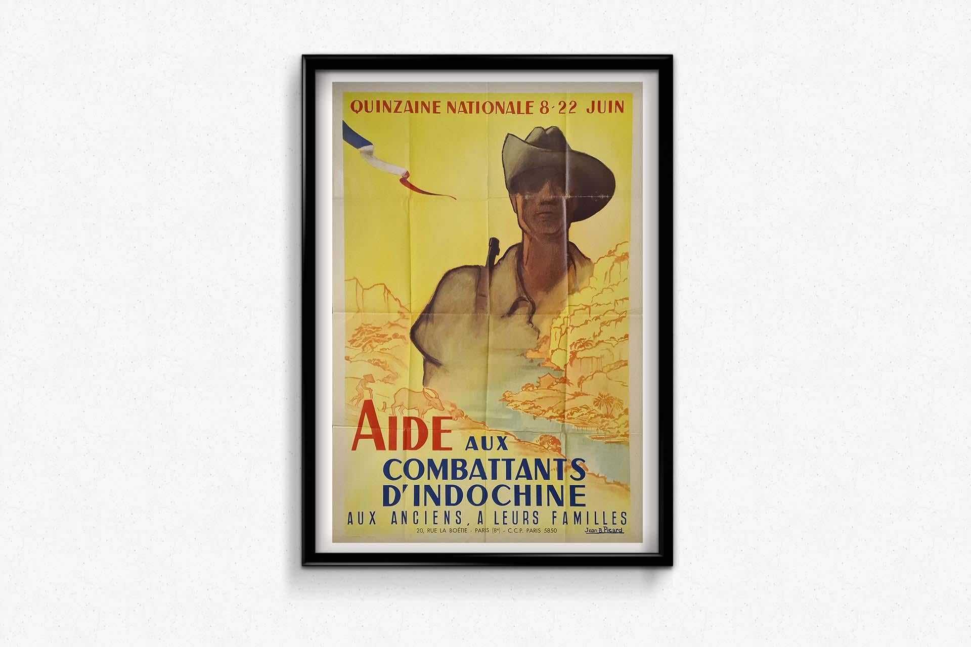 Circa 1940 Jean B. Picard's original poster Aide aux combattants d'Indochine For Sale 3