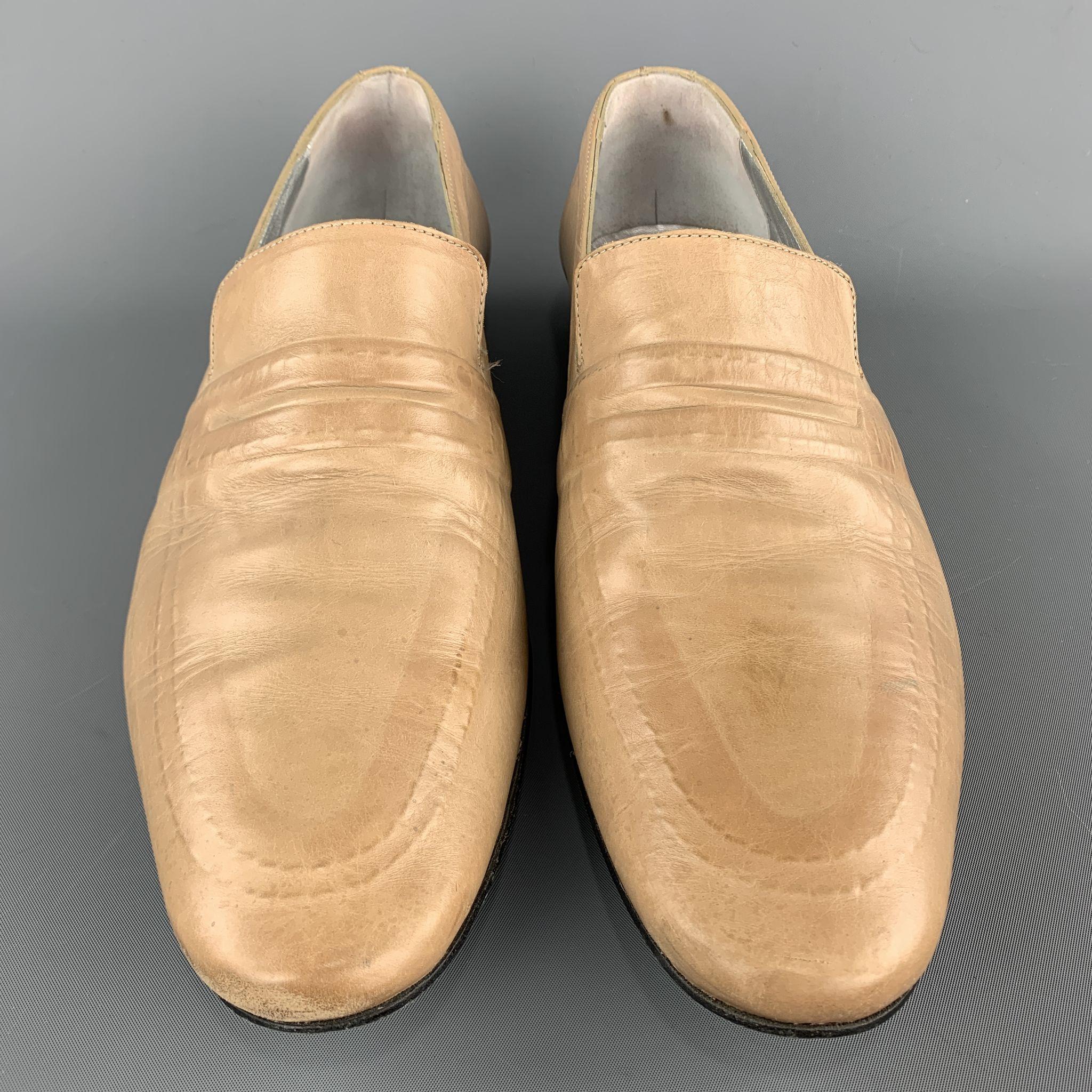 JEAN B. RAUTUREAU Size 10.5 Solid Natural Leather Slip On Loafers In Excellent Condition In San Francisco, CA