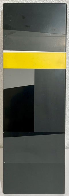 1960s Swiss Postwar Contemporary Geometric Abstract Painting on Metal Jean Baier