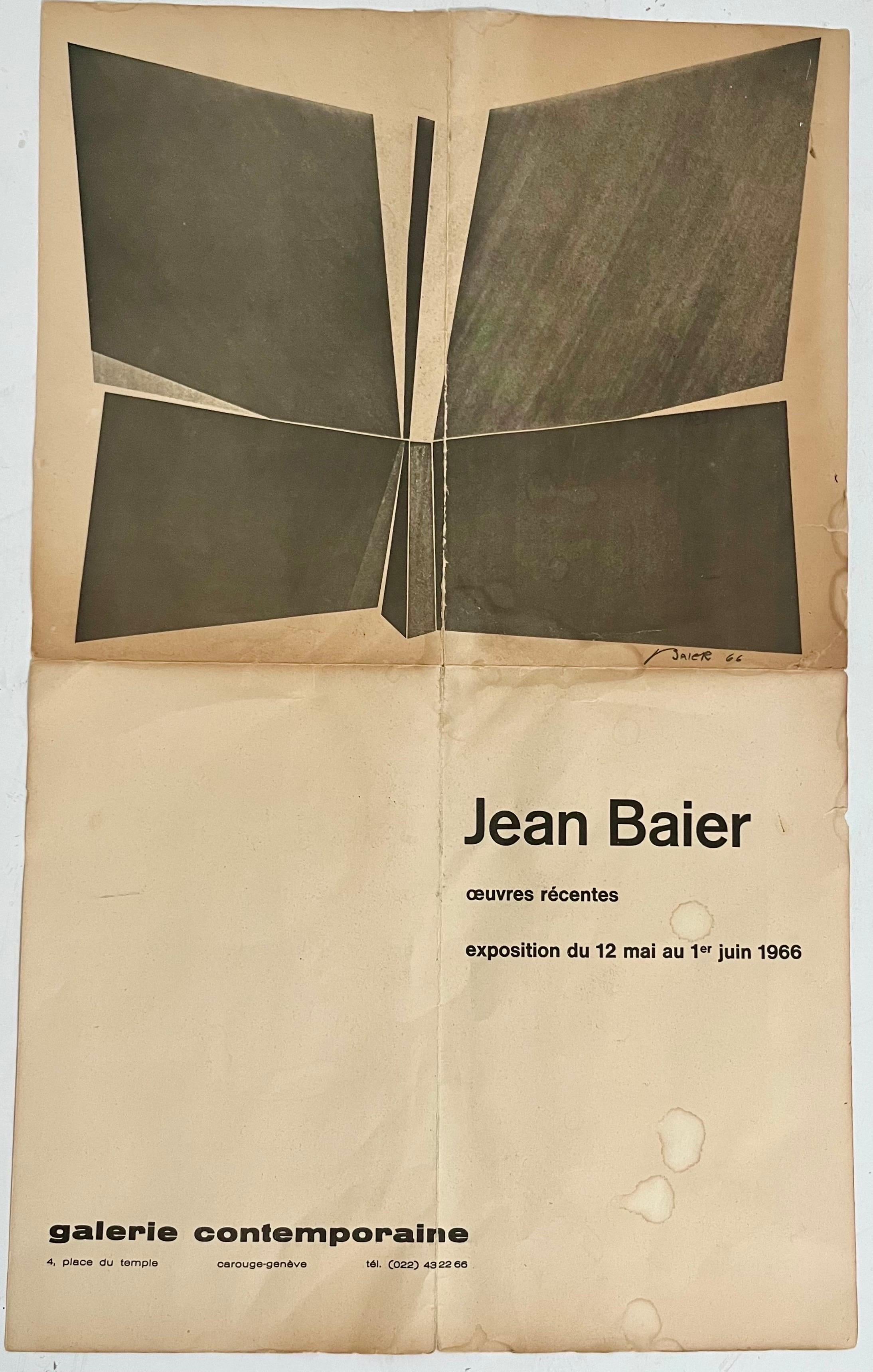 1960s Swiss Postwar Contemporary Geometric Abstract Painting on Metal Jean Baier en vente 7