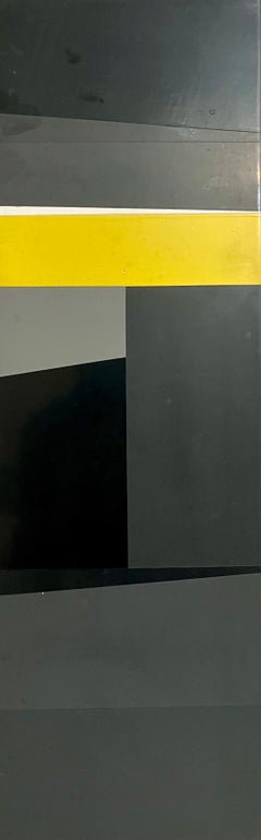 Vintage 1960s Swiss Postwar Contemporary Geometric Abstract Painting on Metal Jean Baier