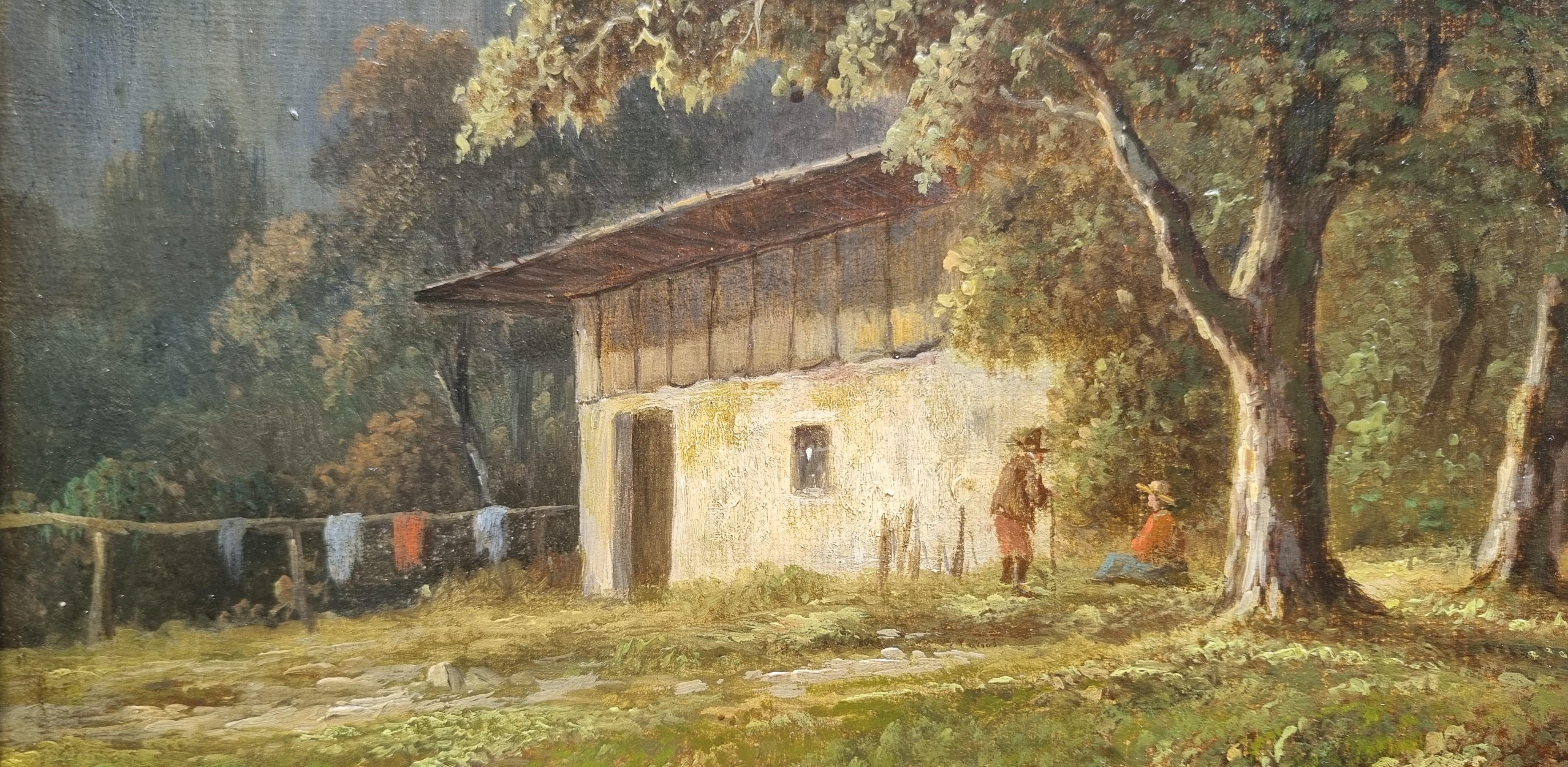 Pittura romantica di paesaggio COENE Montagne Lago Belga 19° secolo in vendita 3
