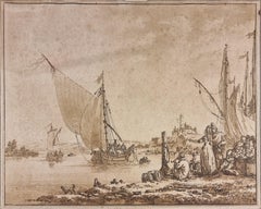 French pair of coastal scenes, aquatints by Le Prince 1773