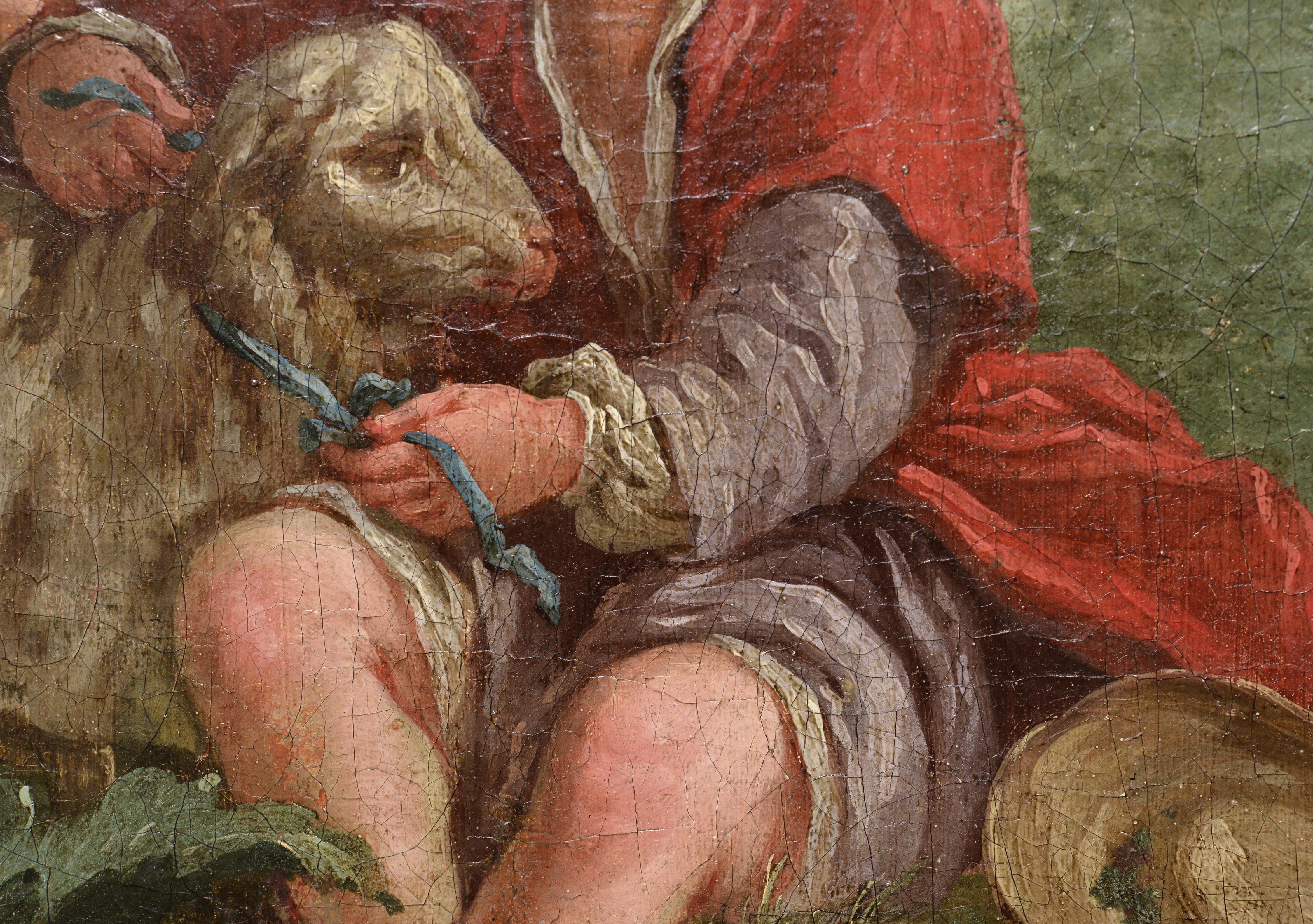 Scène d'enfants et d'agneaux 18e siècle Huile sur toile d'un maître français du rococo en vente 1