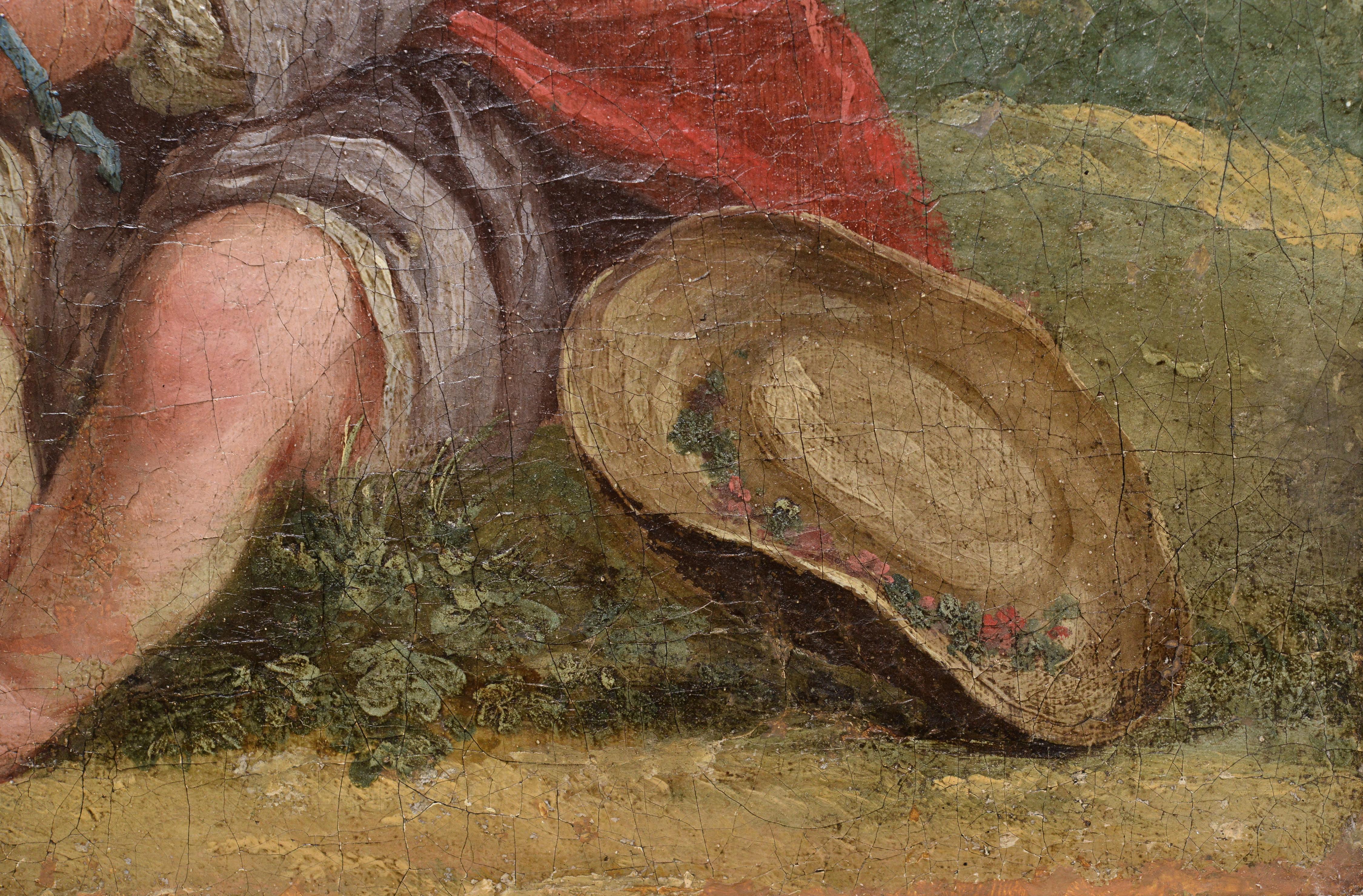 Kinder mit Lammszene, Ölgemälde eines französischen Rokoko-Meisters aus dem 18. Jahrhundert im Angebot 1