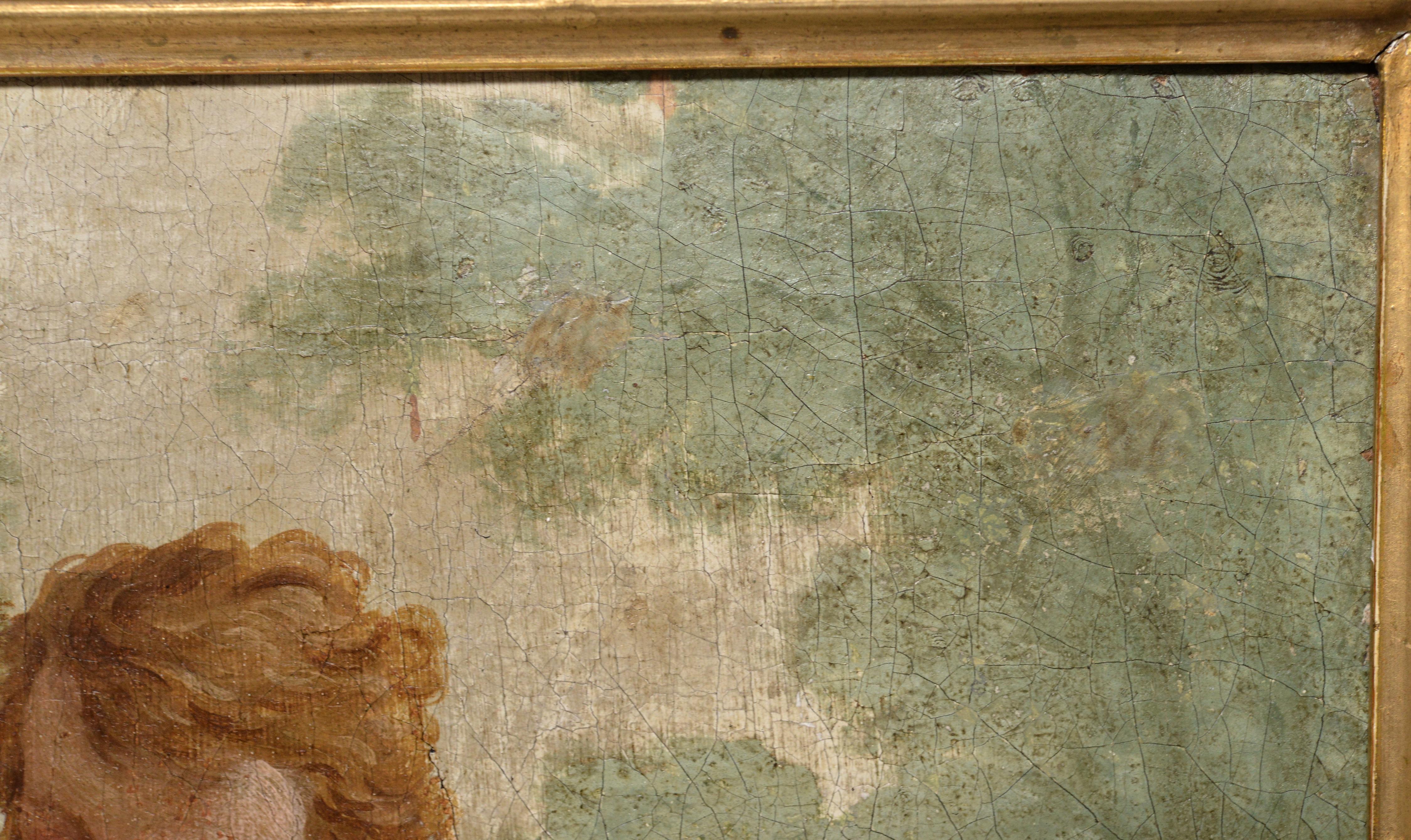 Scène d'enfants et d'agneaux 18e siècle Huile sur toile d'un maître français du rococo en vente 3