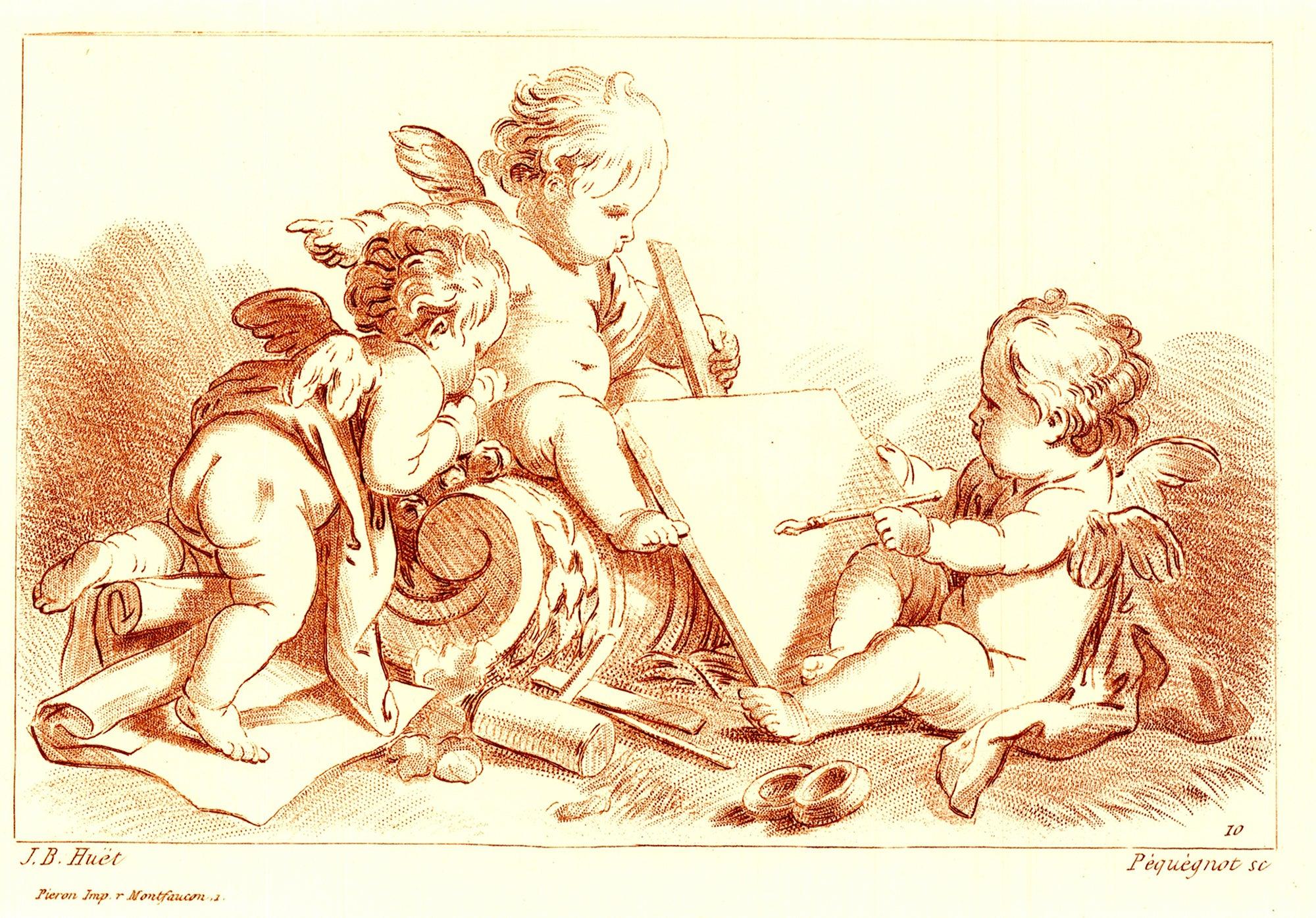 J.B. Huet 'Three Cherubs' - Renaissance Print by Jean Baptist Marie Huet