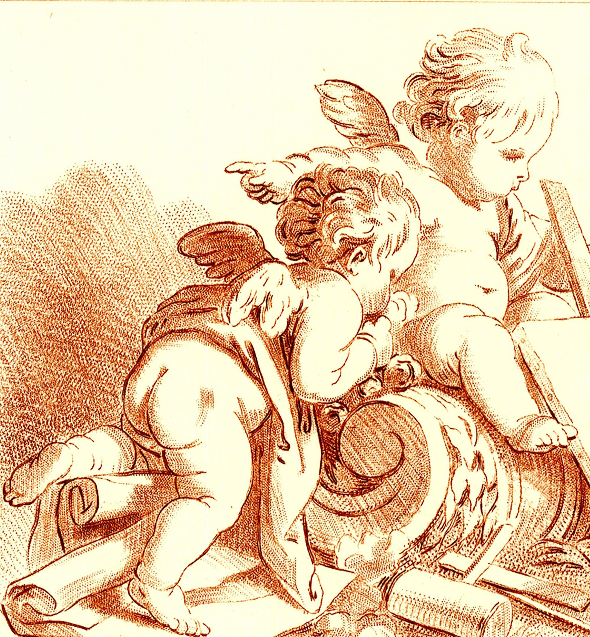 Jean-Baptiste Huet, a French Rococo painter and engraver, is known for his pastoral scenes, animal paintings, and depictions of cherubs. Three Cherubs (sometimes referred to as Les Trois Amours) would have been painted in the late 18th century,
