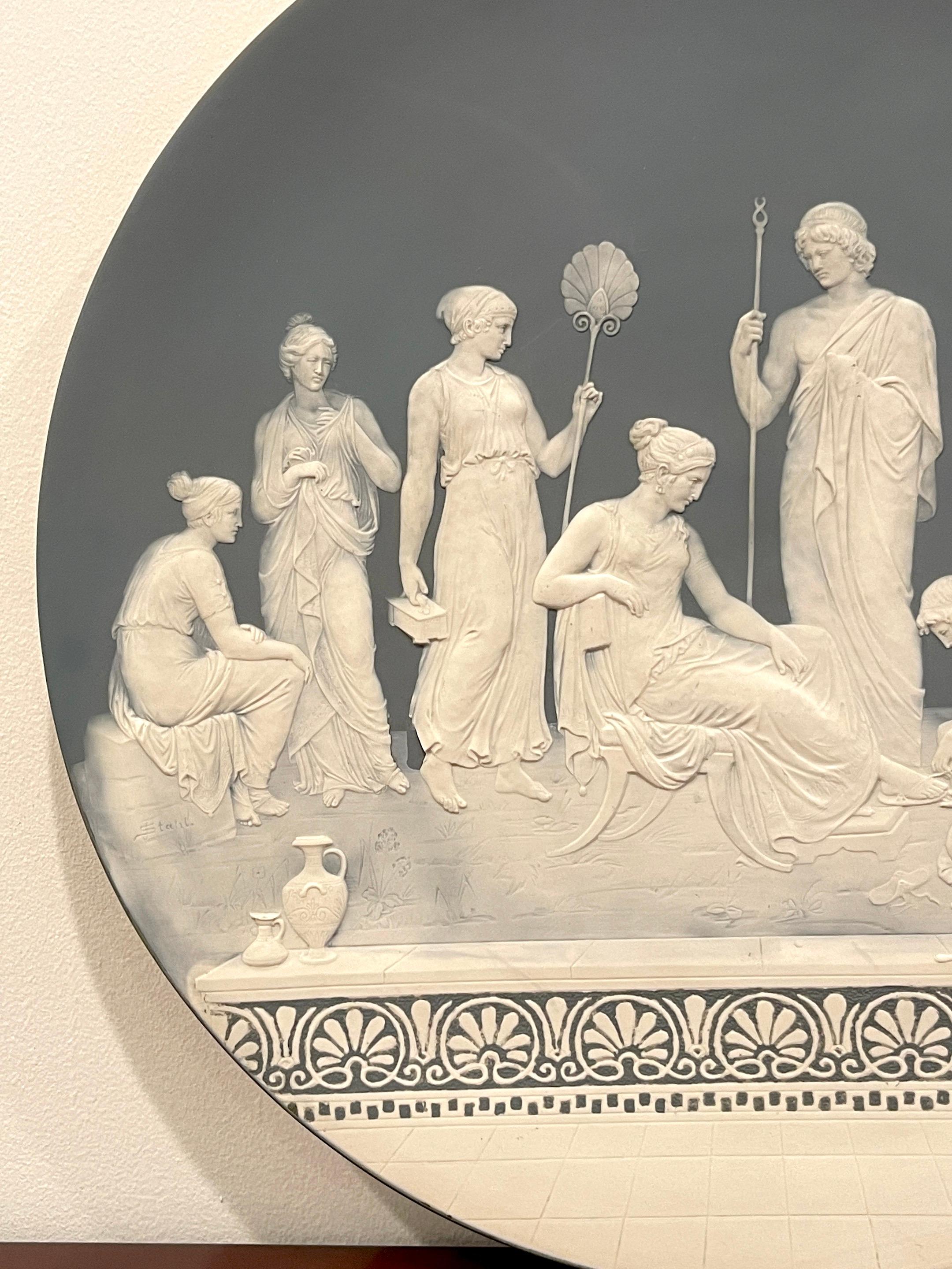 German Jean Baptist Stahl Pate-sur-pate / Phanolith Neoclassical Court Scene Charger For Sale