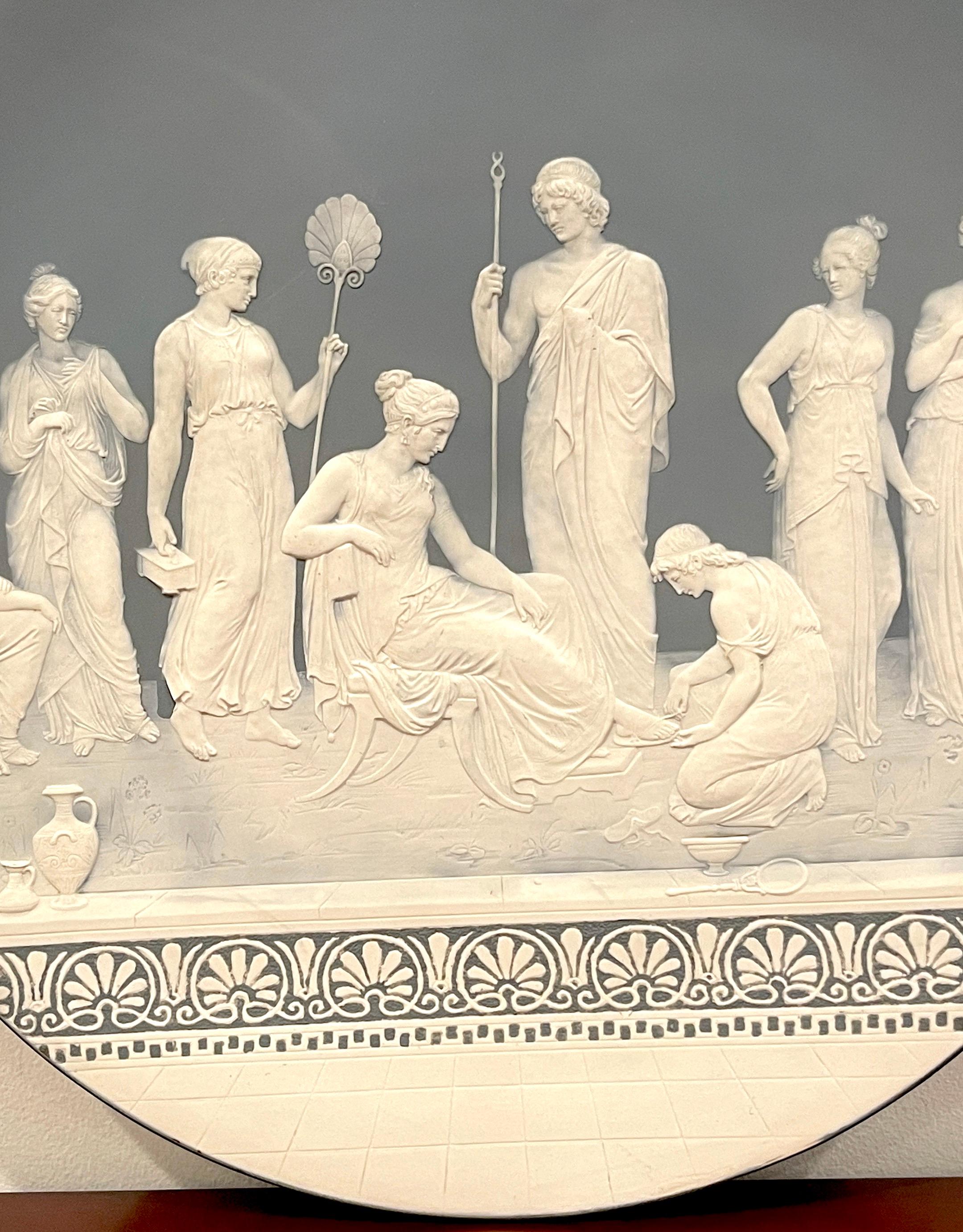Ceramic Jean Baptist Stahl Pate-sur-pate / Phanolith Neoclassical Court Scene Charger For Sale