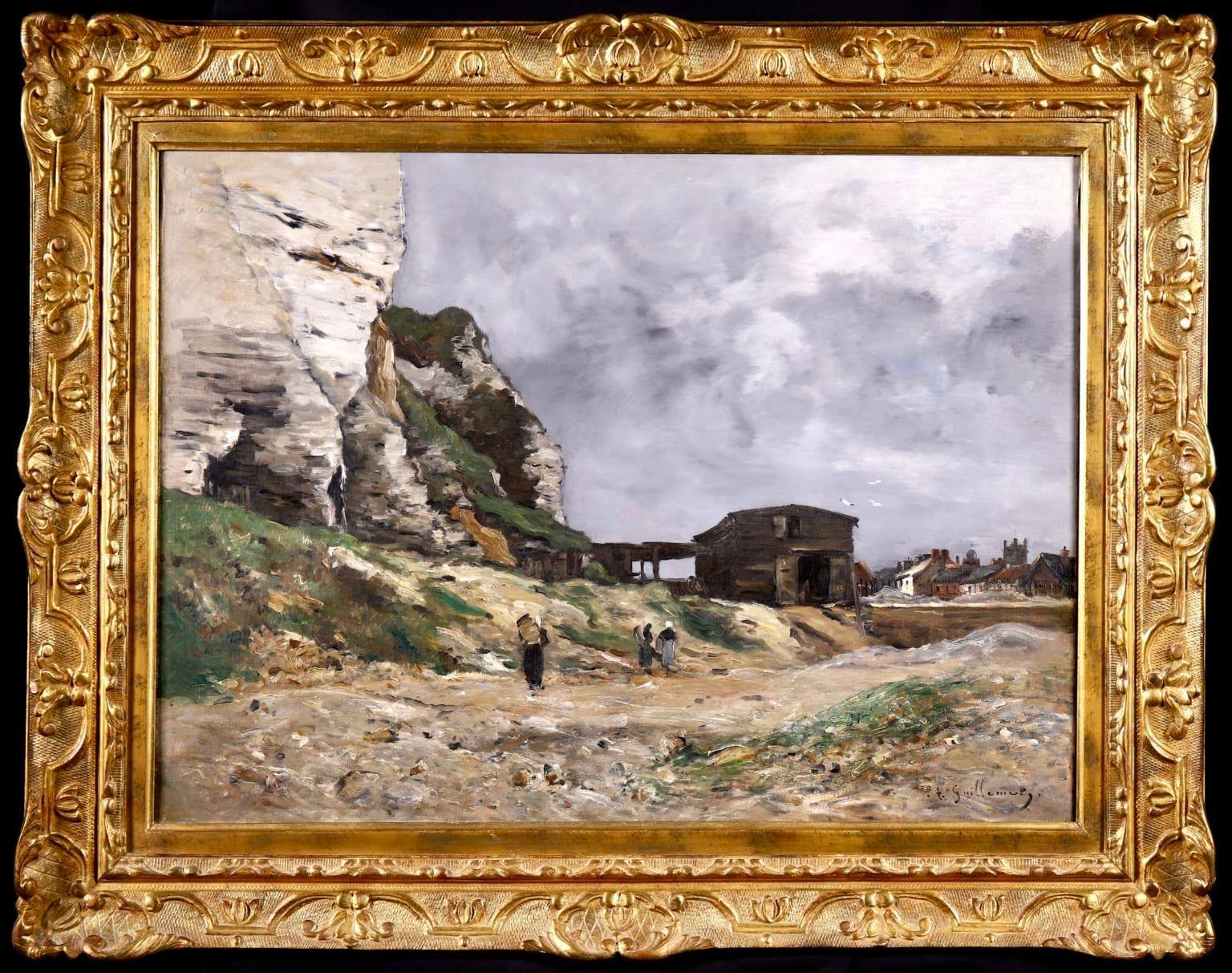 Jean-Baptiste-Antoine Guillemet Figurative Painting - Cliffs of Le Pollet - Dieppe - Impressionist Oil, Landscape by Antoine Guillemet