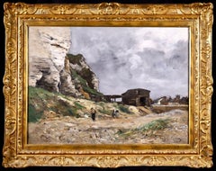 Cliffs of Le Pollet de Dieppe, huile impressionniste, paysage d'Antoine Guillemet