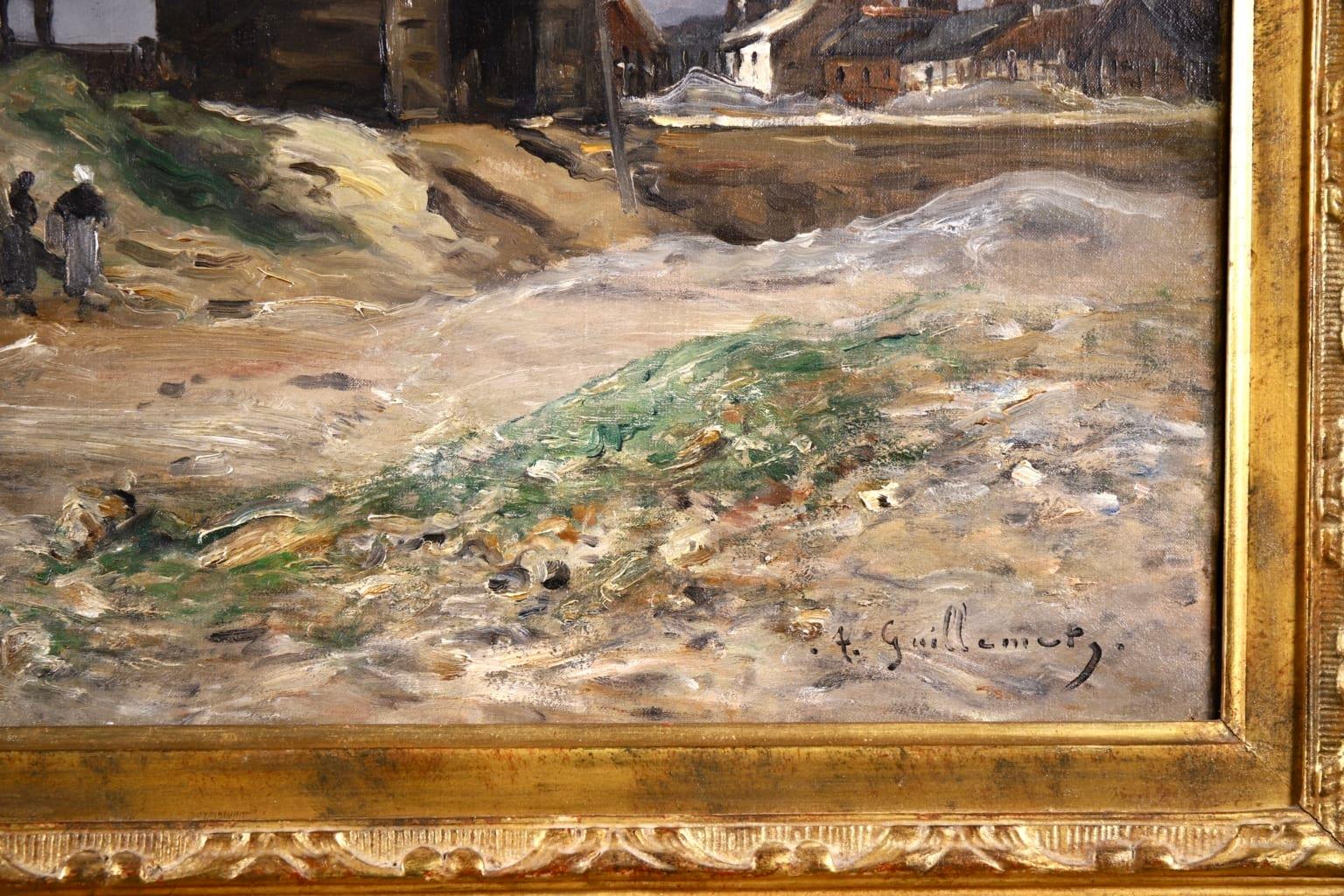 Cliffs of Le Pollet de Dieppe, huile impressionniste, paysage d'Antoine Guillemet - Impressionnisme Painting par Jean-Baptiste-Antoine Guillemet