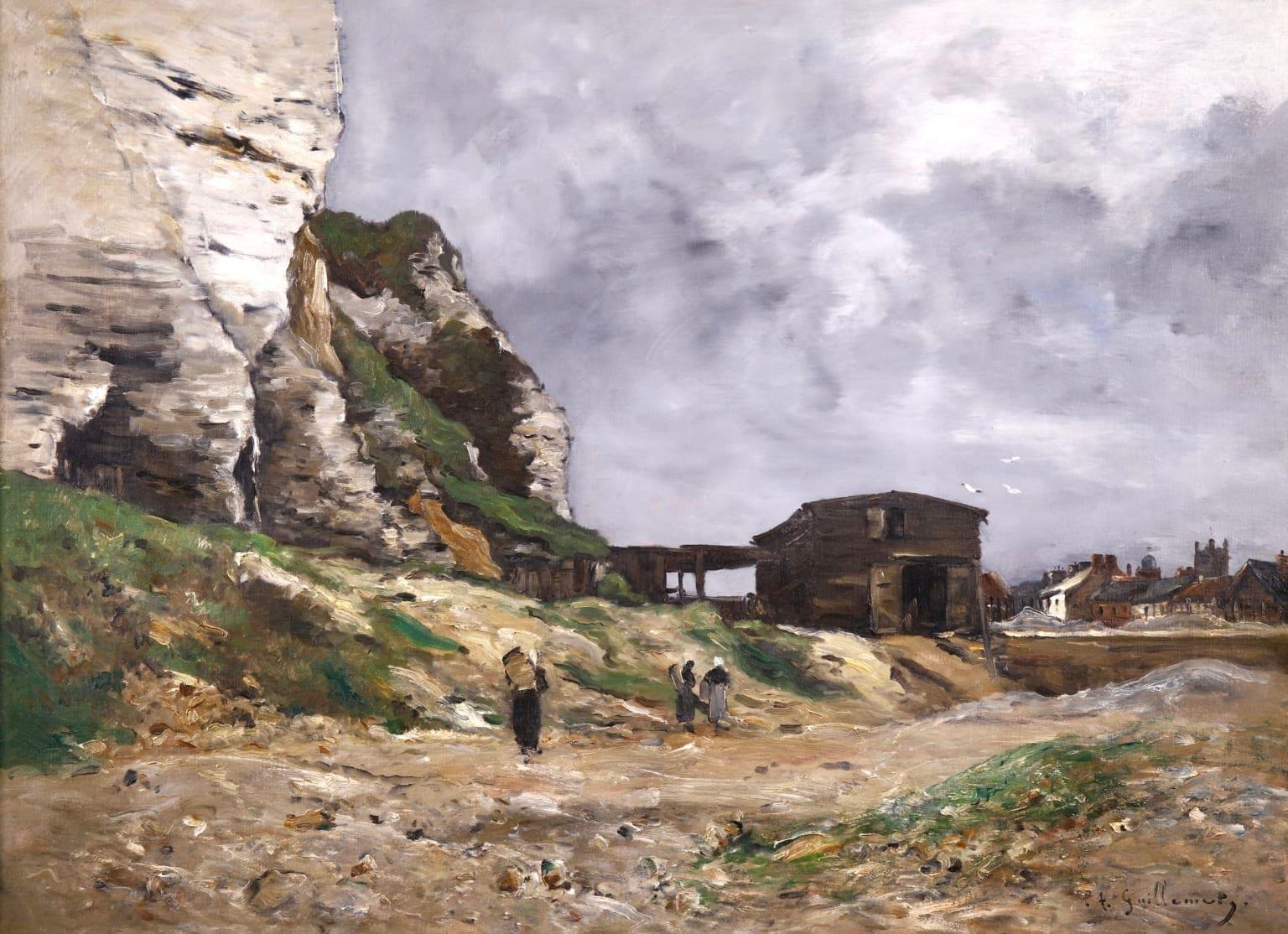 Cliffs of Le Pollet de Dieppe, huile impressionniste, paysage d'Antoine Guillemet - Painting de Jean-Baptiste-Antoine Guillemet