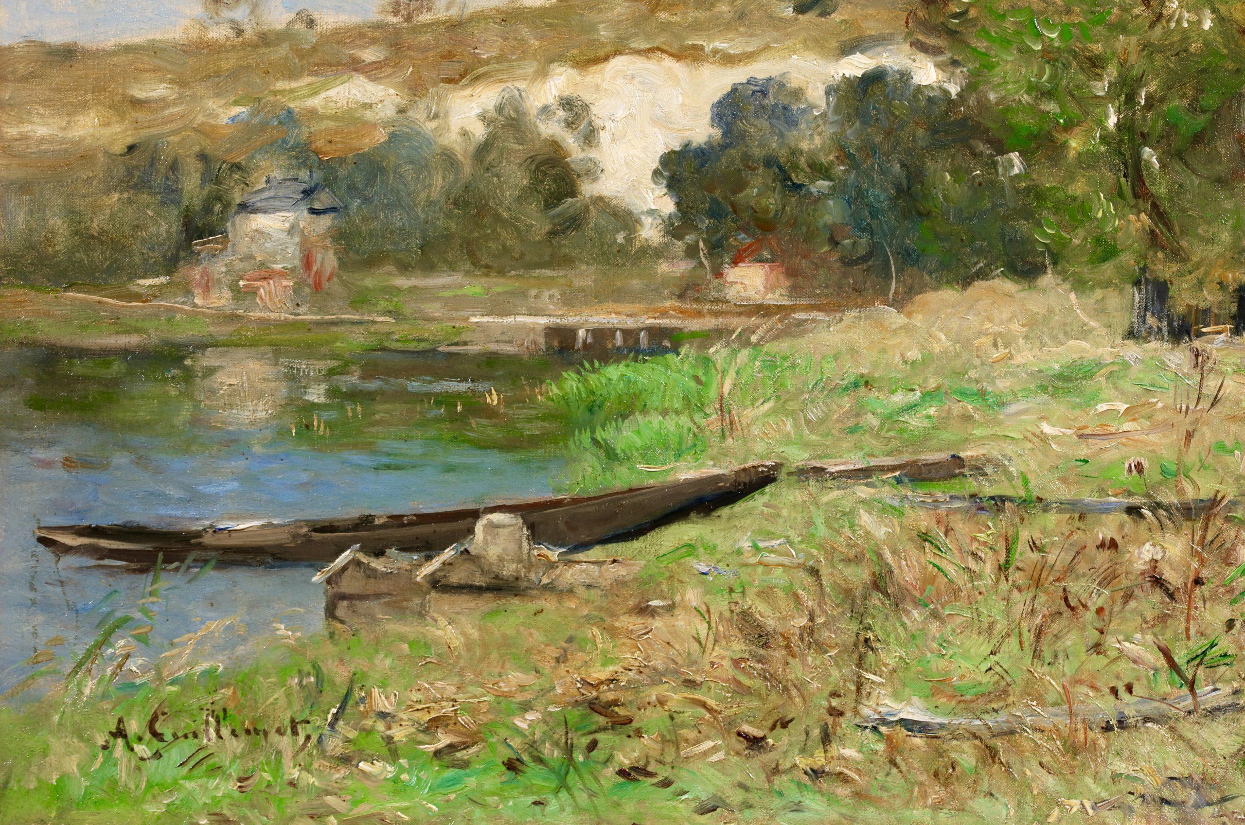 Cottage by a River - Impressionist Landscape Oil Painting by Antoine Guillemet 2