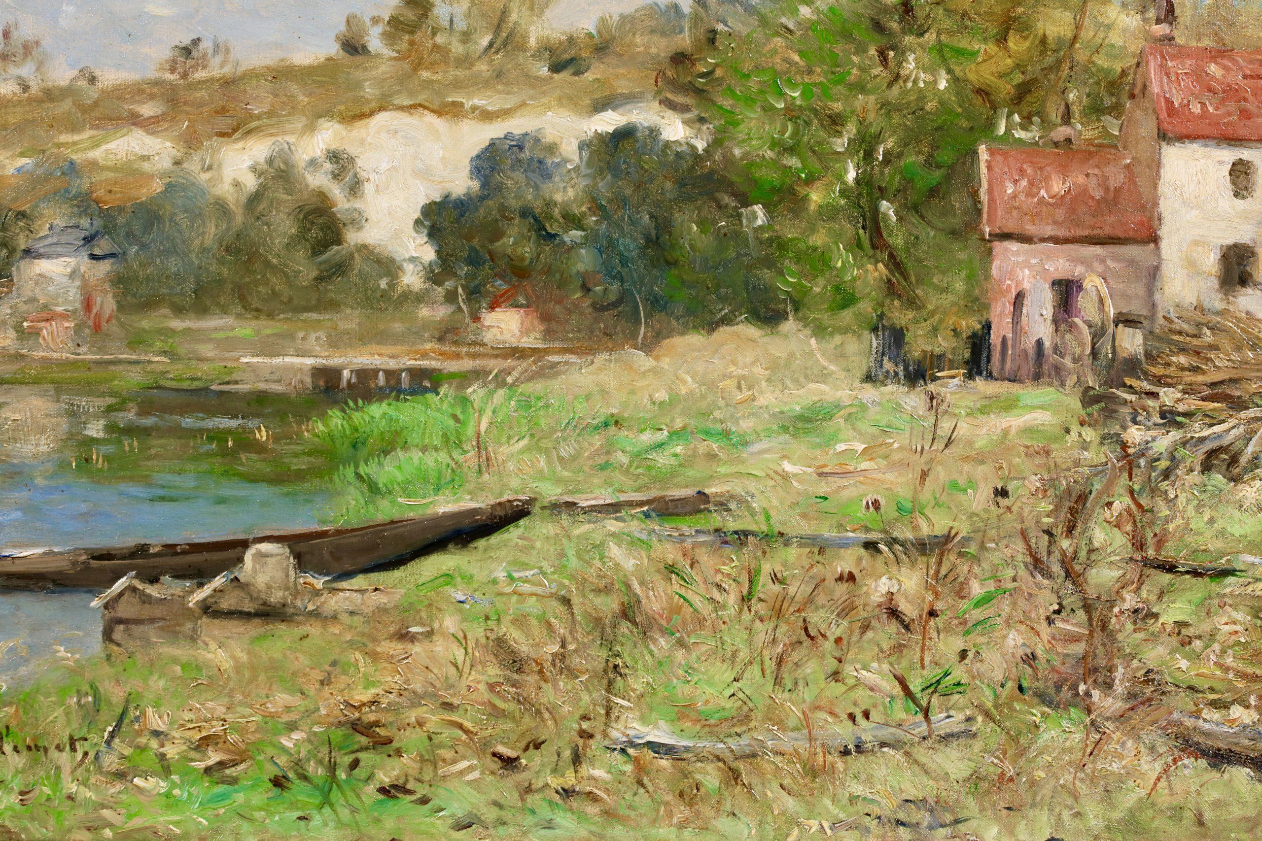Cottage by a River - Impressionist Landscape Oil Painting by Antoine Guillemet 3