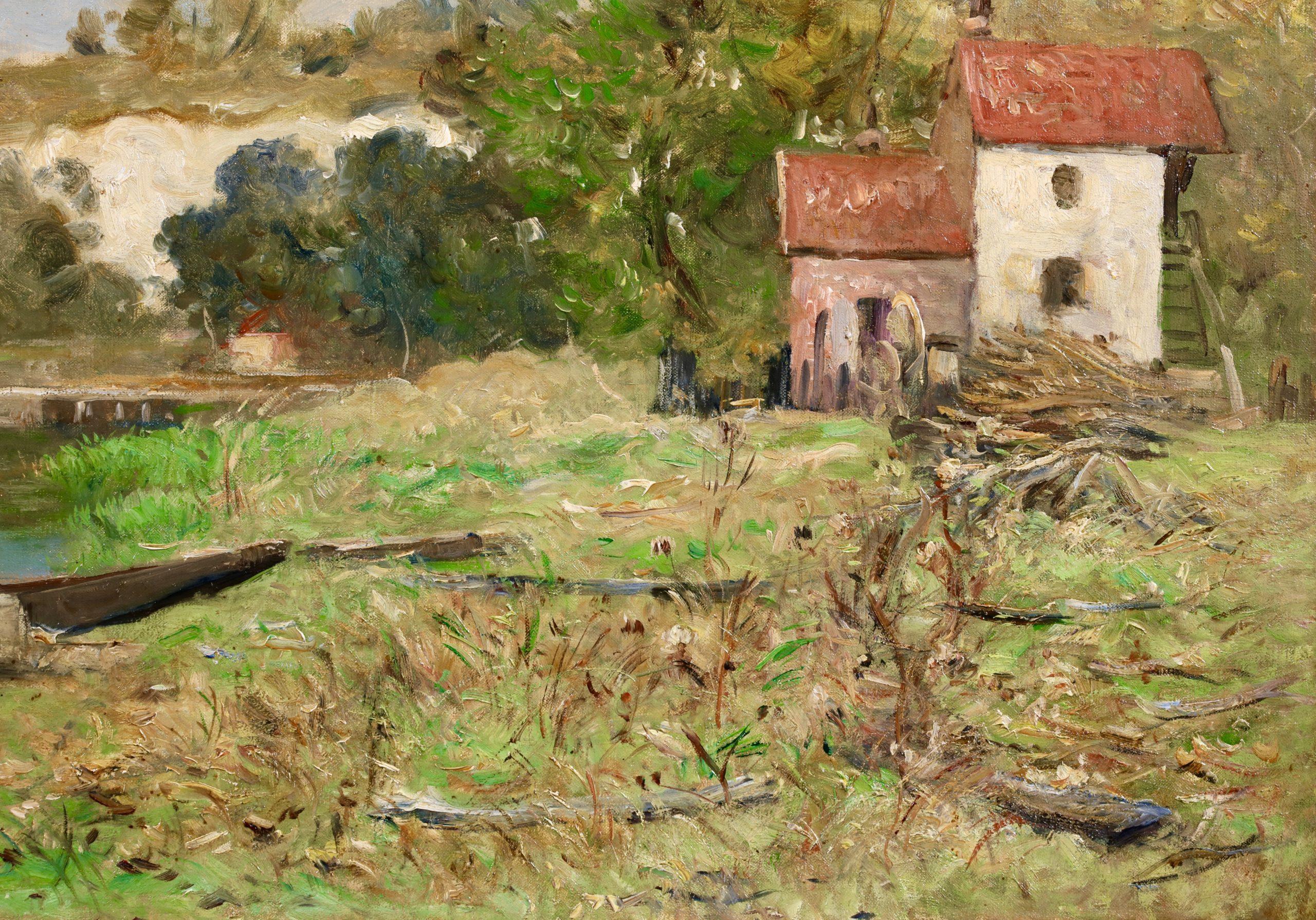 Cottage by a River - Impressionist Landscape Oil Painting by Antoine Guillemet 4