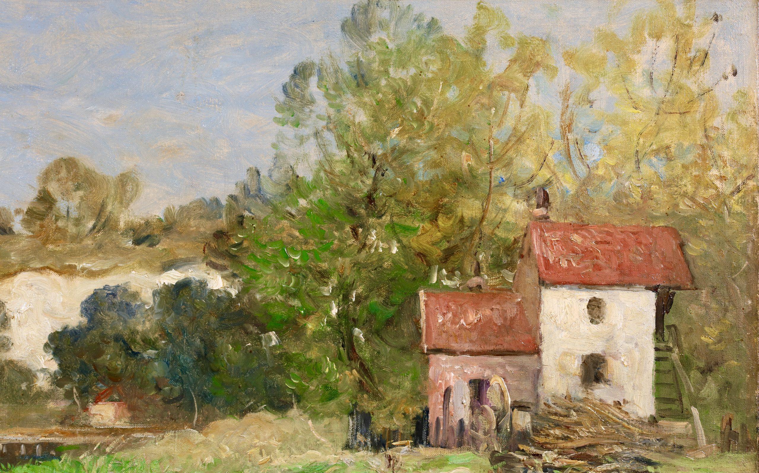 Cottage by a River - Impressionist Landscape Oil Painting by Antoine Guillemet 5