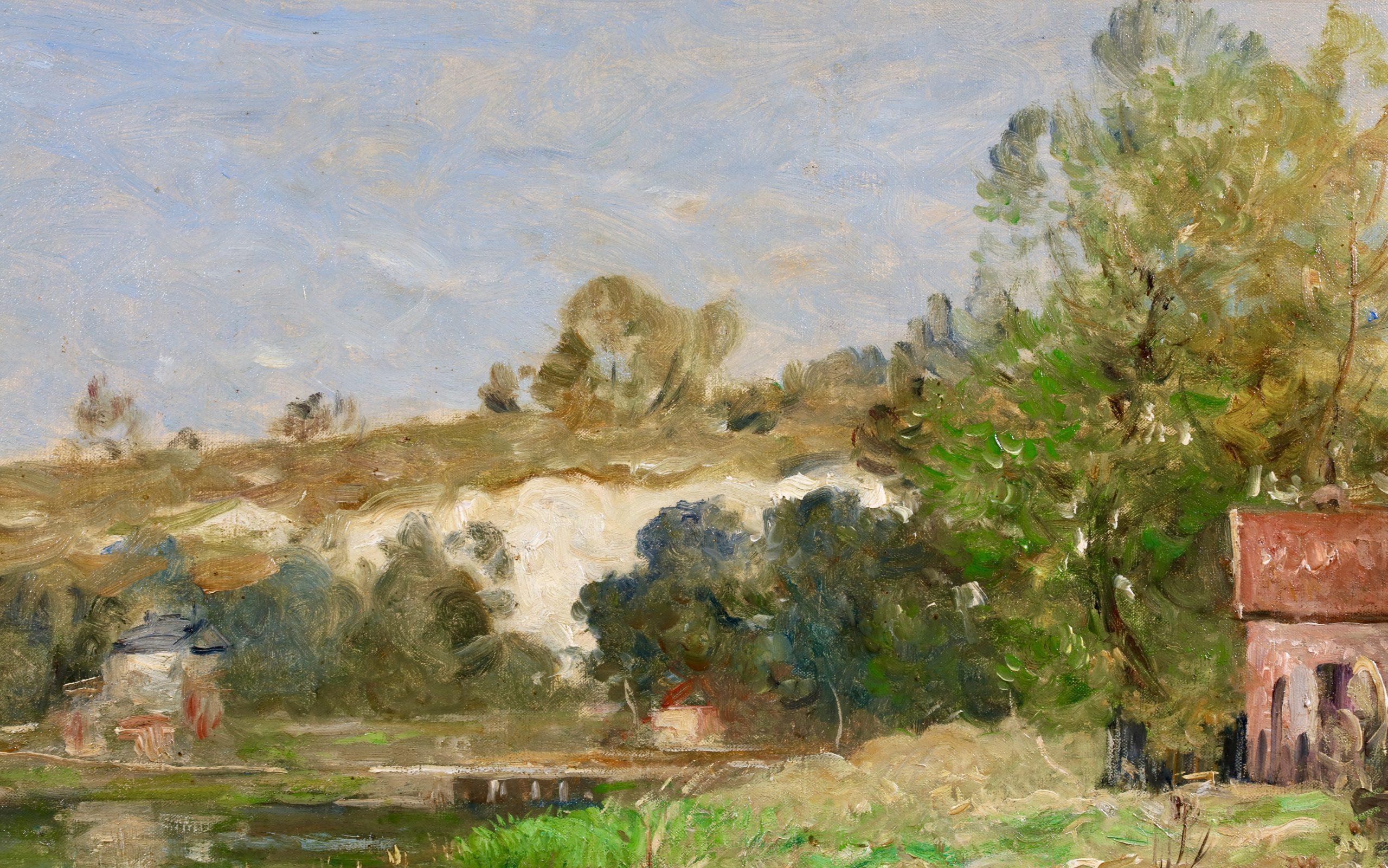 Cottage by a River - Impressionist Landscape Oil Painting by Antoine Guillemet 6