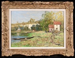 Cottage by a River - Peinture à l'huile impressionniste d'Antoine Guillemet