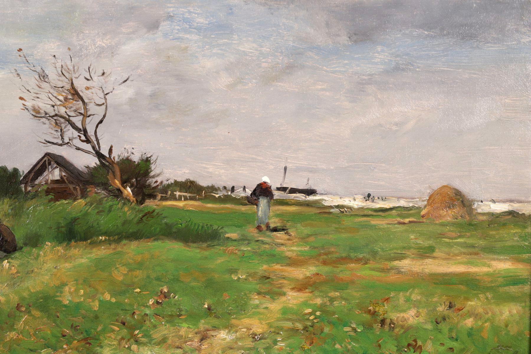 Fishing - Impressionist Oil, Landscape by Jean Baptiste Antoine Guillemet For Sale 3