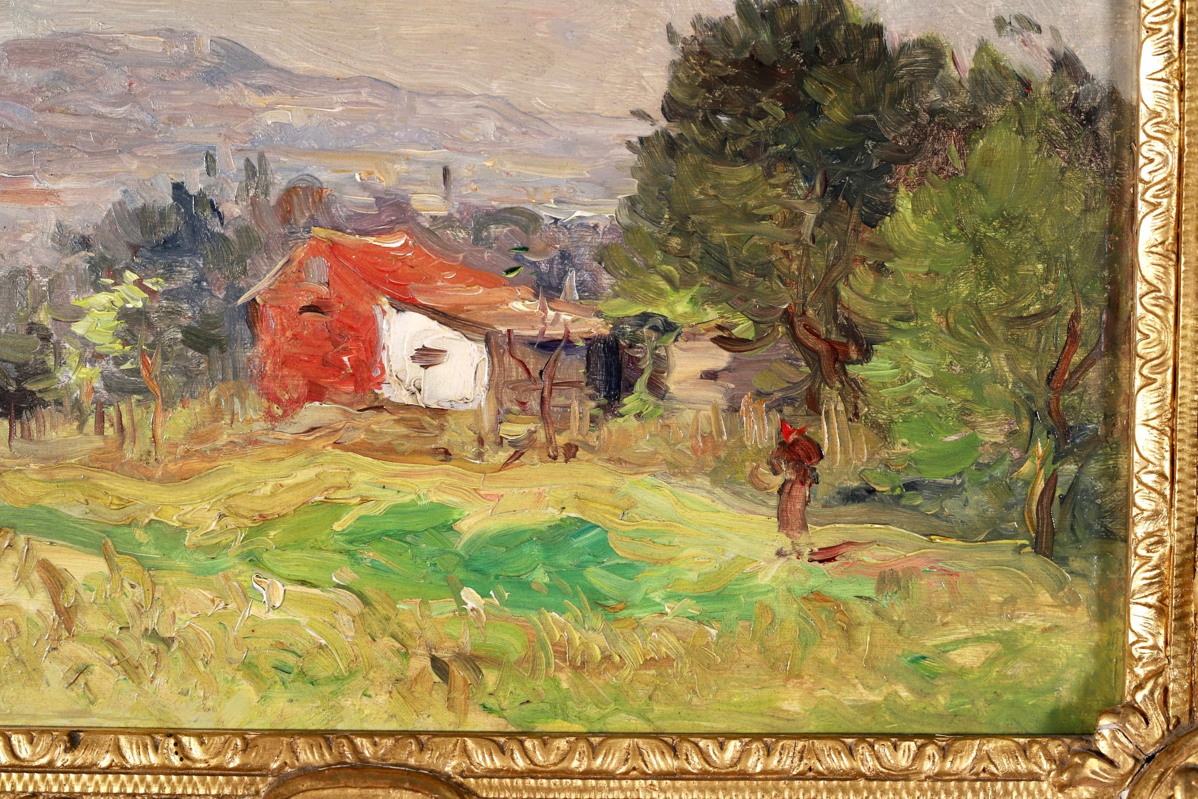 Guibourg pres de Dinan - Impressionist Landscape Oil by Antoine Guillemet - Brown Landscape Painting by Jean-Baptiste-Antoine Guillemet
