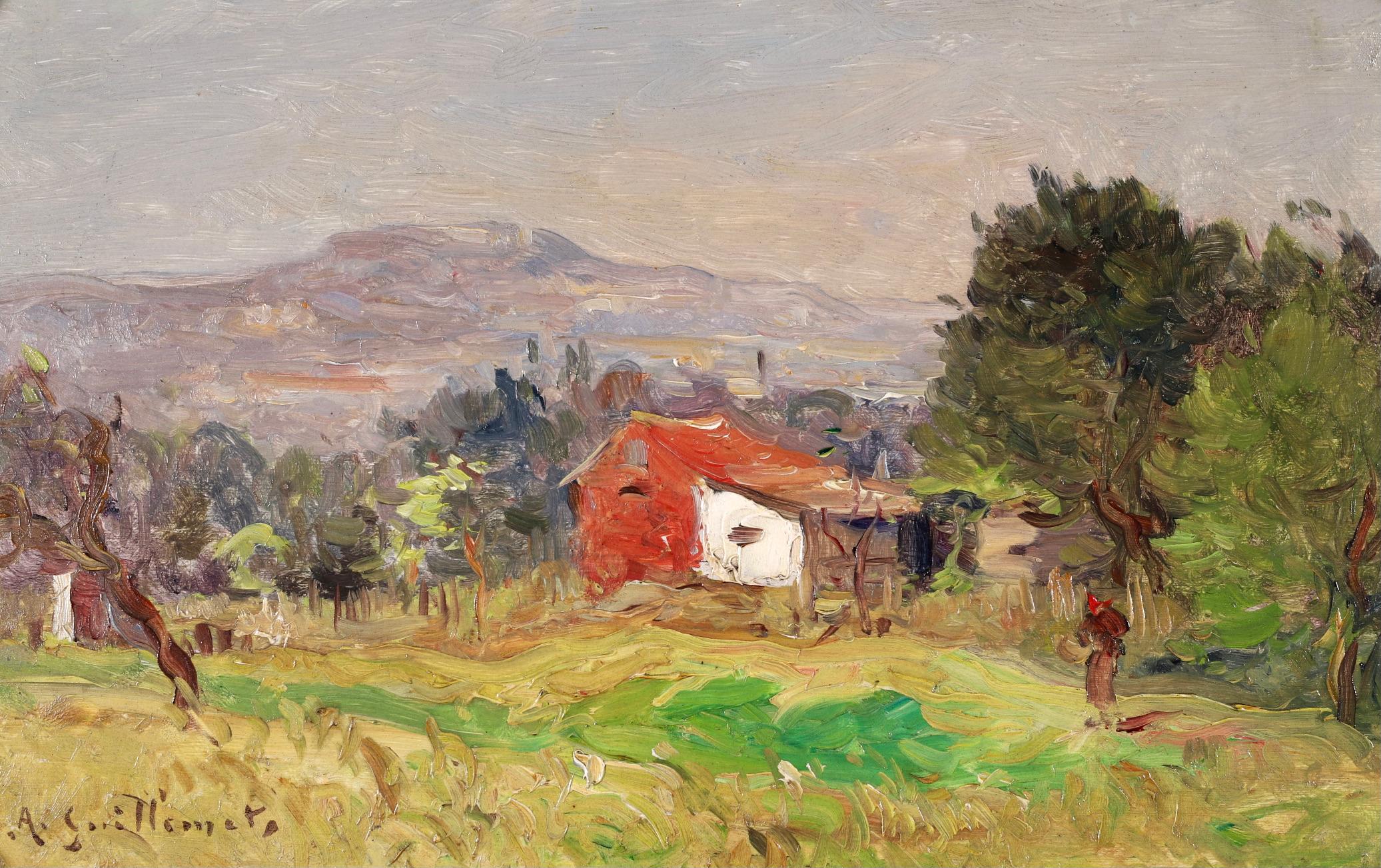 Jean-Baptiste-Antoine Guillemet Landscape Painting - Guibourg pres de Dinan - Impressionist Landscape Oil by Antoine Guillemet