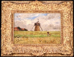 Le Moulin - Impressionist Oil, Figures in Landscape by Antoine Guillemet