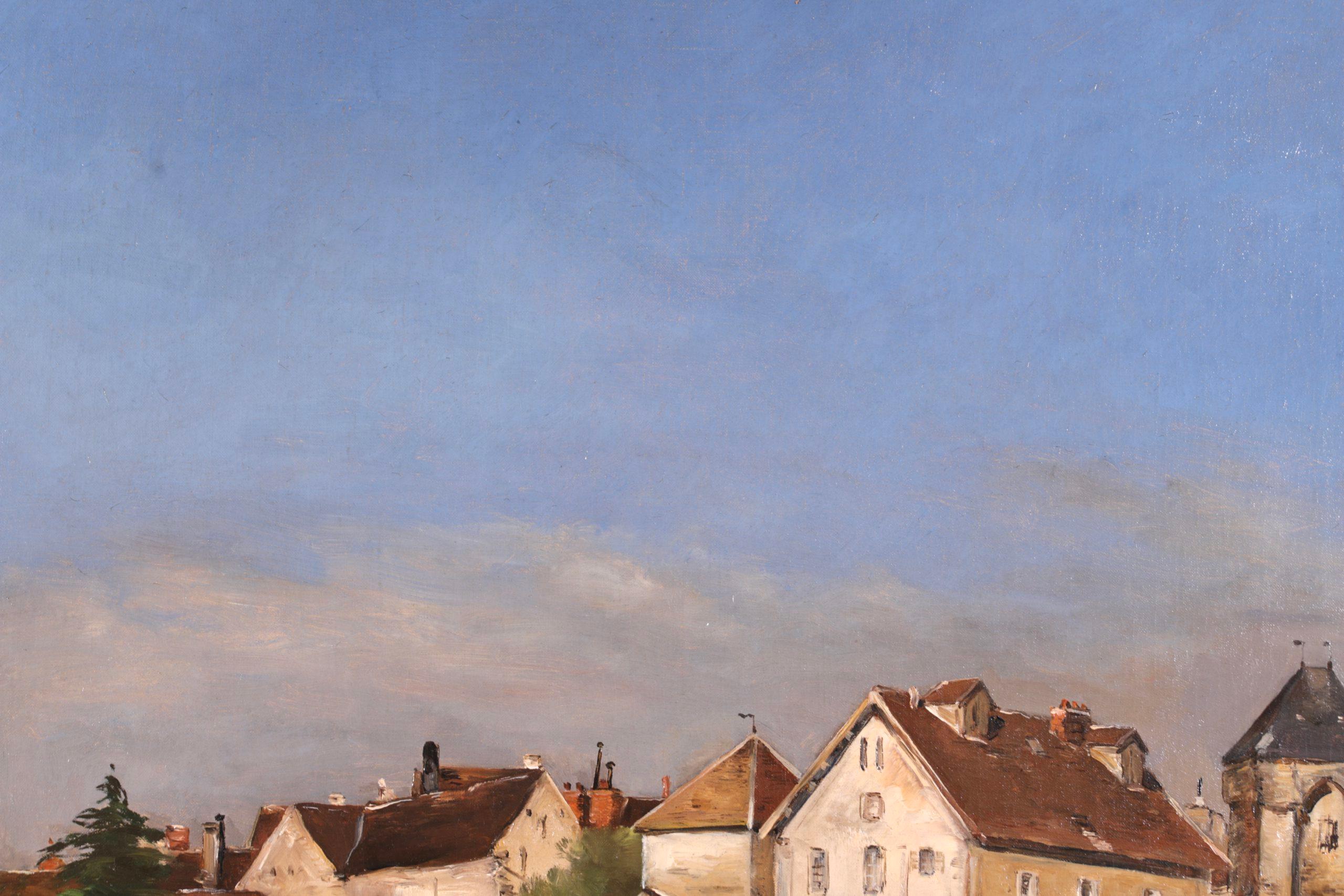 Moret-sur-Loing - Impressionist Landscape Oil Painting by Antoine Guillemet - Brown Landscape Painting by Jean-Baptiste-Antoine Guillemet