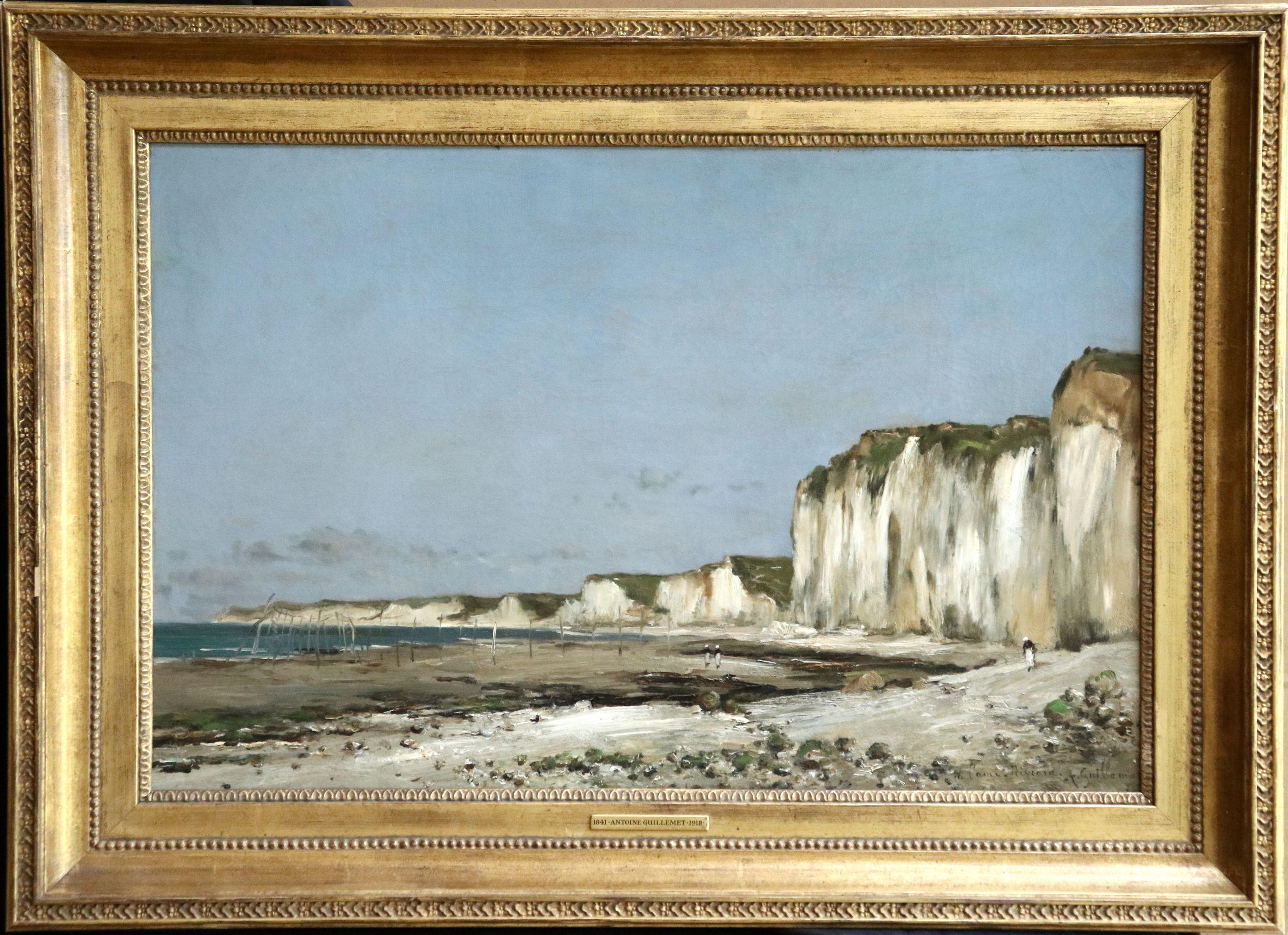 Jean-Baptiste-Antoine Guillemet Figurative Painting - Saint-Vaast-La-Hougue, Normandy- 19th Century Oil, Coastal Landscape - Guillemet