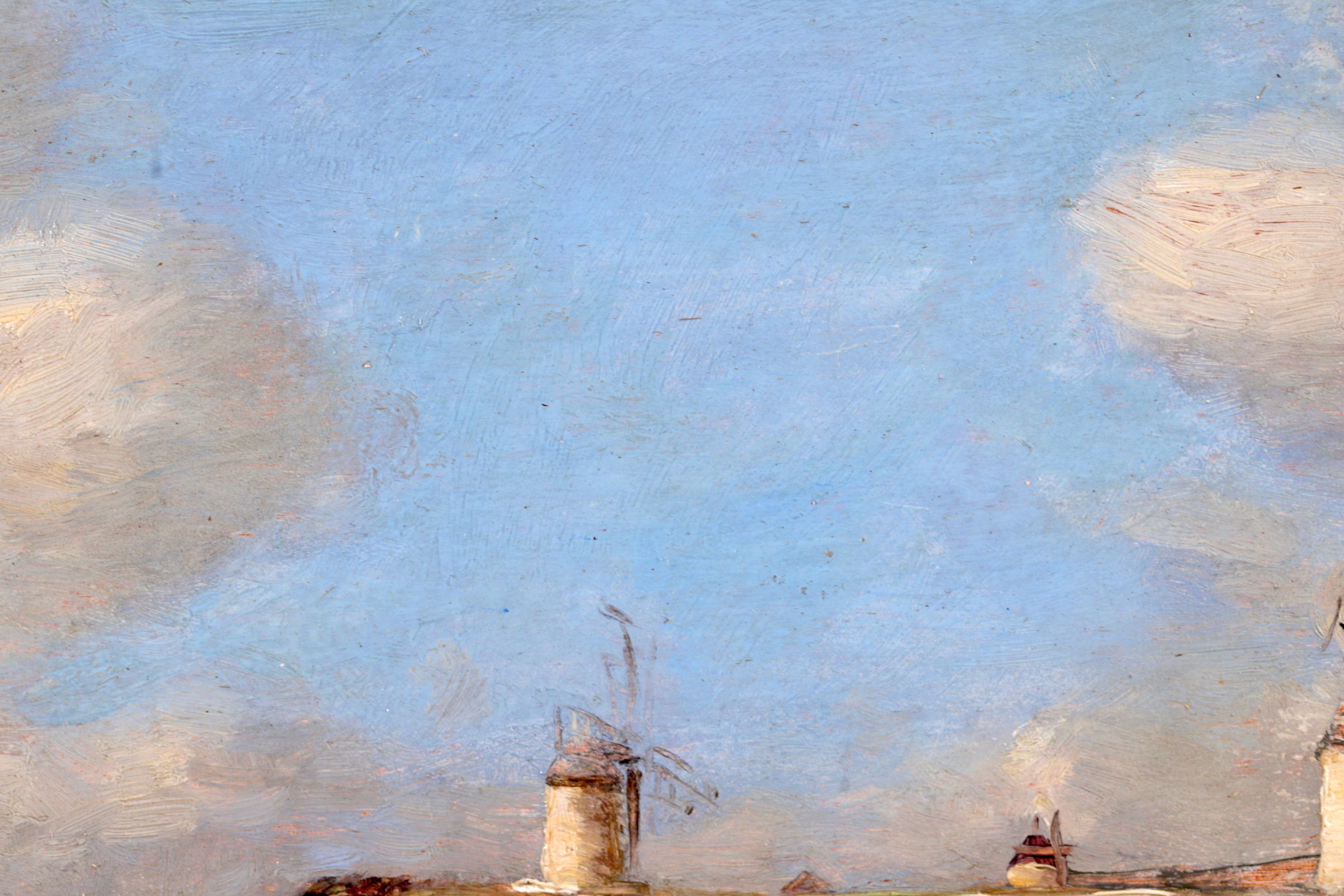 Windmills en Normandie - Huile impressionniste, paysage côtier - Antoine Guillemet en vente 2