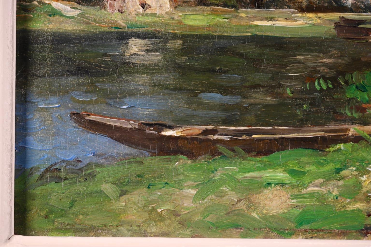 Woman by River - Impressionist Oil, Landscape by Jean Baptiste Antoine Guillemet 1
