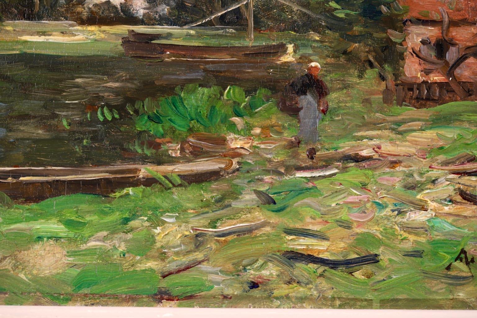 Woman by River - Impressionist Oil, Landscape by Jean Baptiste Antoine Guillemet 2