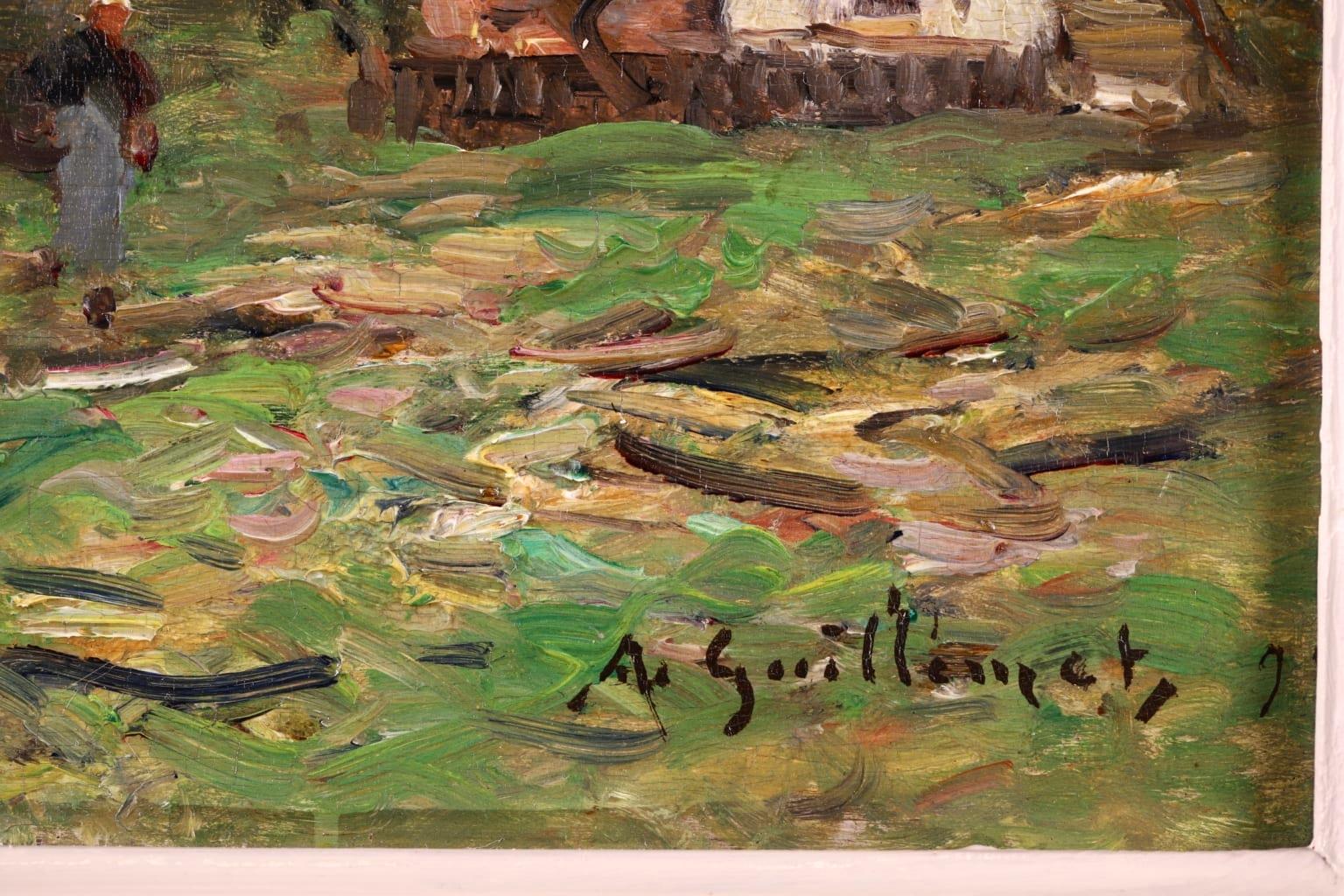 Woman by River - Impressionist Oil, Landscape by Jean Baptiste Antoine Guillemet 3
