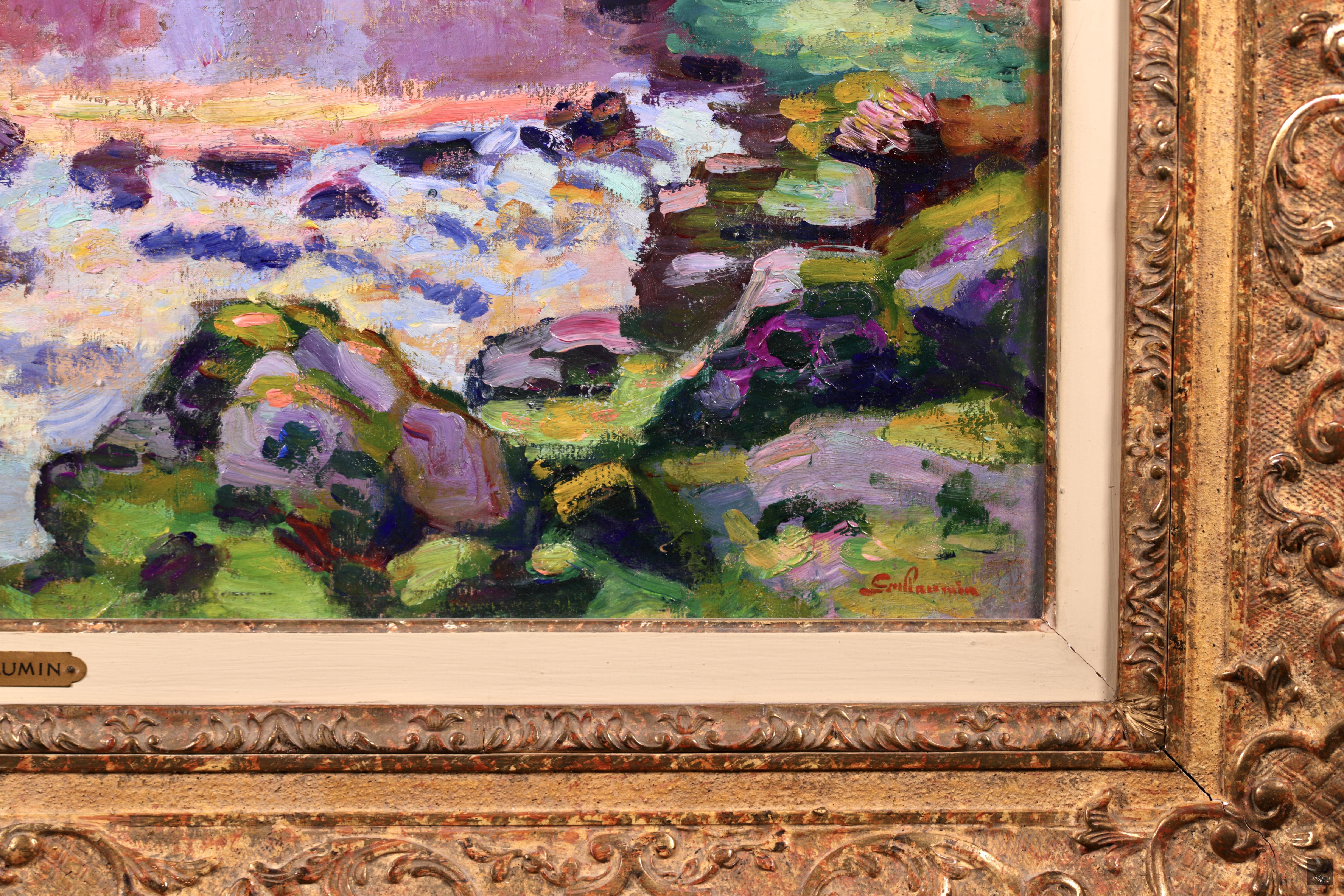 Damm in Genf – impressionistisches Ölgemälde, Winter- Flusslandschaft von Armand Guillaumin im Angebot 6