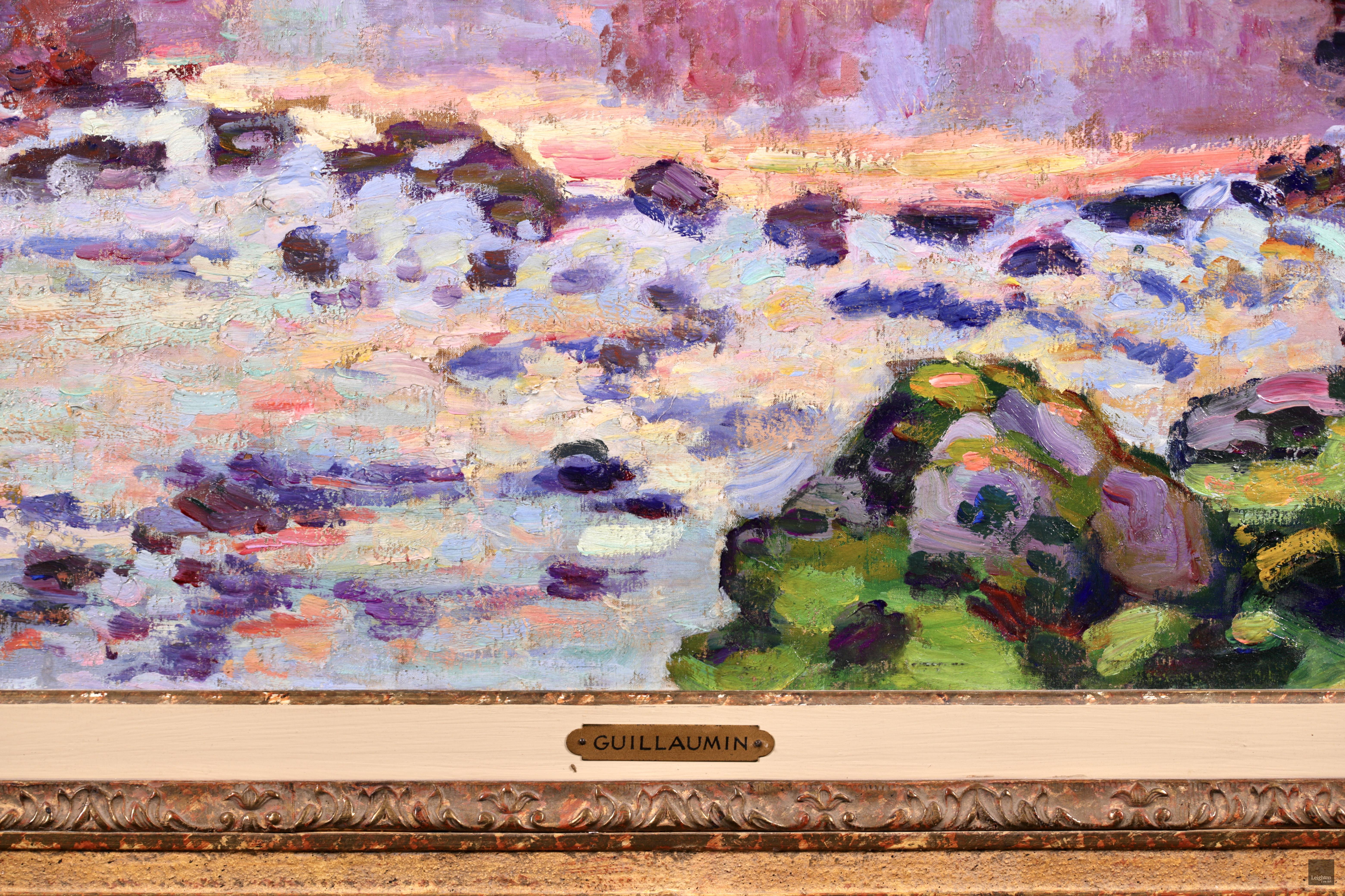 Damm in Genf – impressionistisches Ölgemälde, Winter- Flusslandschaft von Armand Guillaumin im Angebot 7