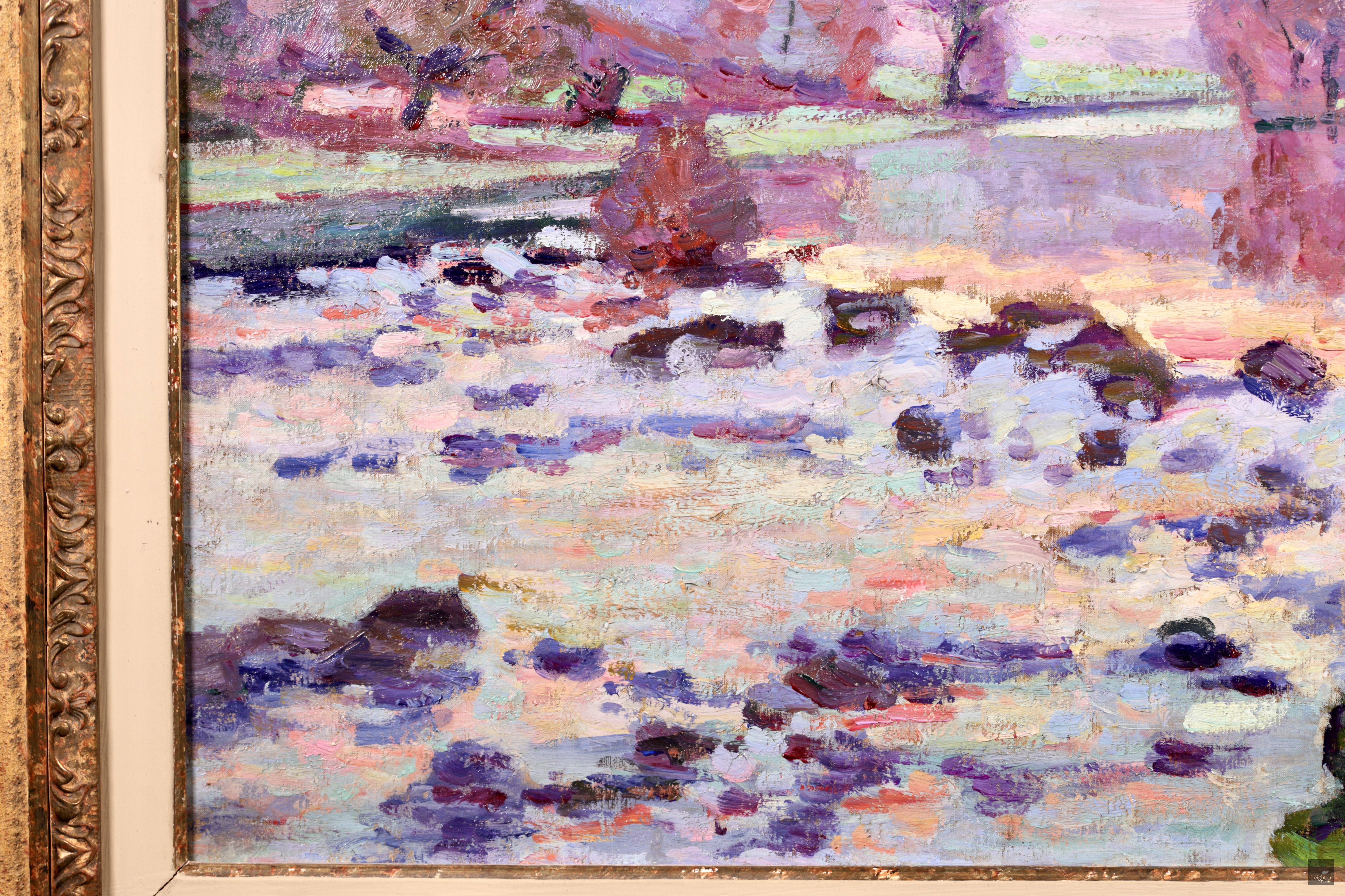 Damm in Genf – impressionistisches Ölgemälde, Winter- Flusslandschaft von Armand Guillaumin im Angebot 8