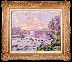 Dam at Genetin - Impressionist Oil, Winter Riverscape by Armand Guillaumin