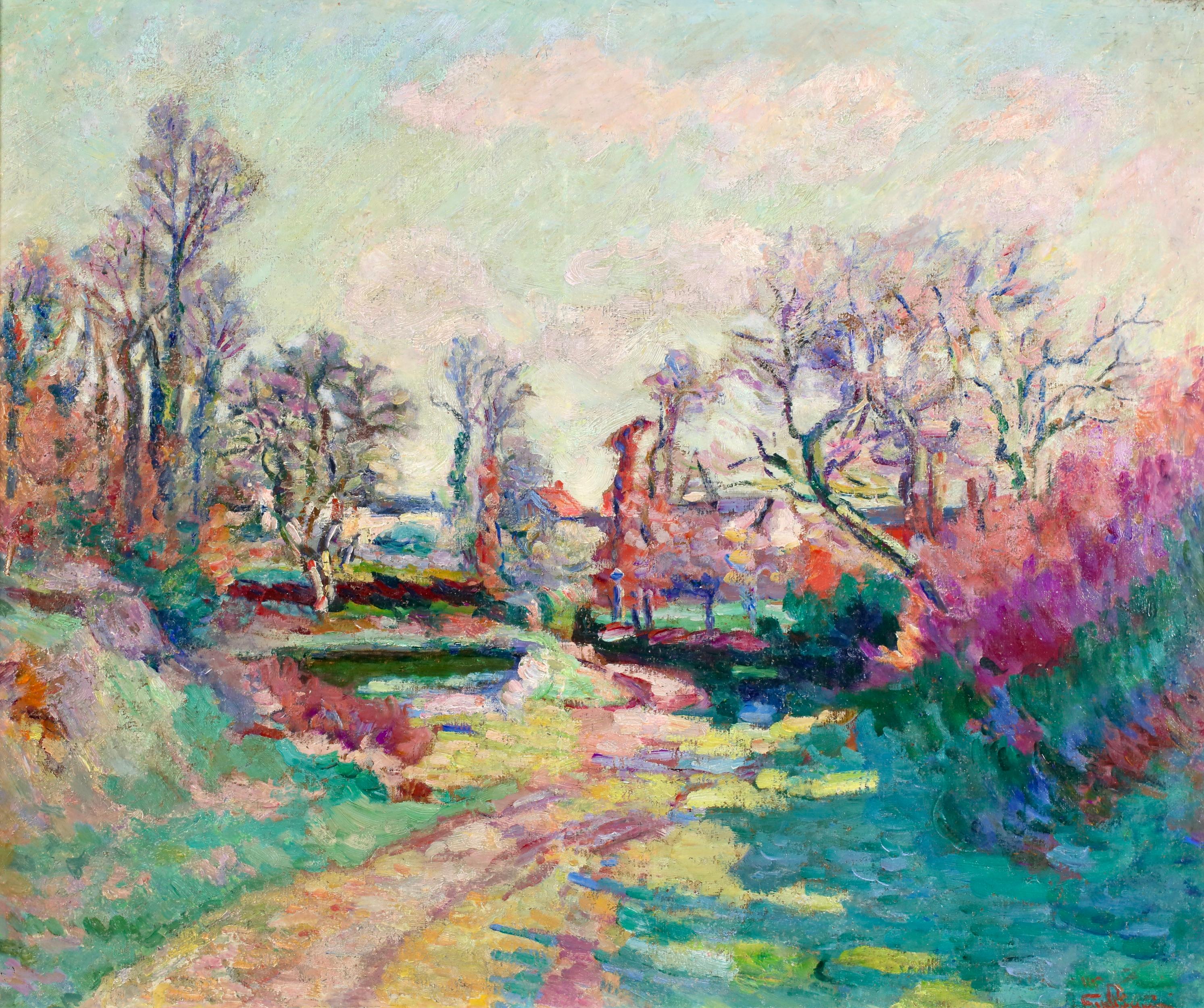 Le Village de Crozant - Impressionistische Landschaft Öl - Baptiste Armand Guillaumin – Painting von Jean Baptiste-Armand Guillaumin