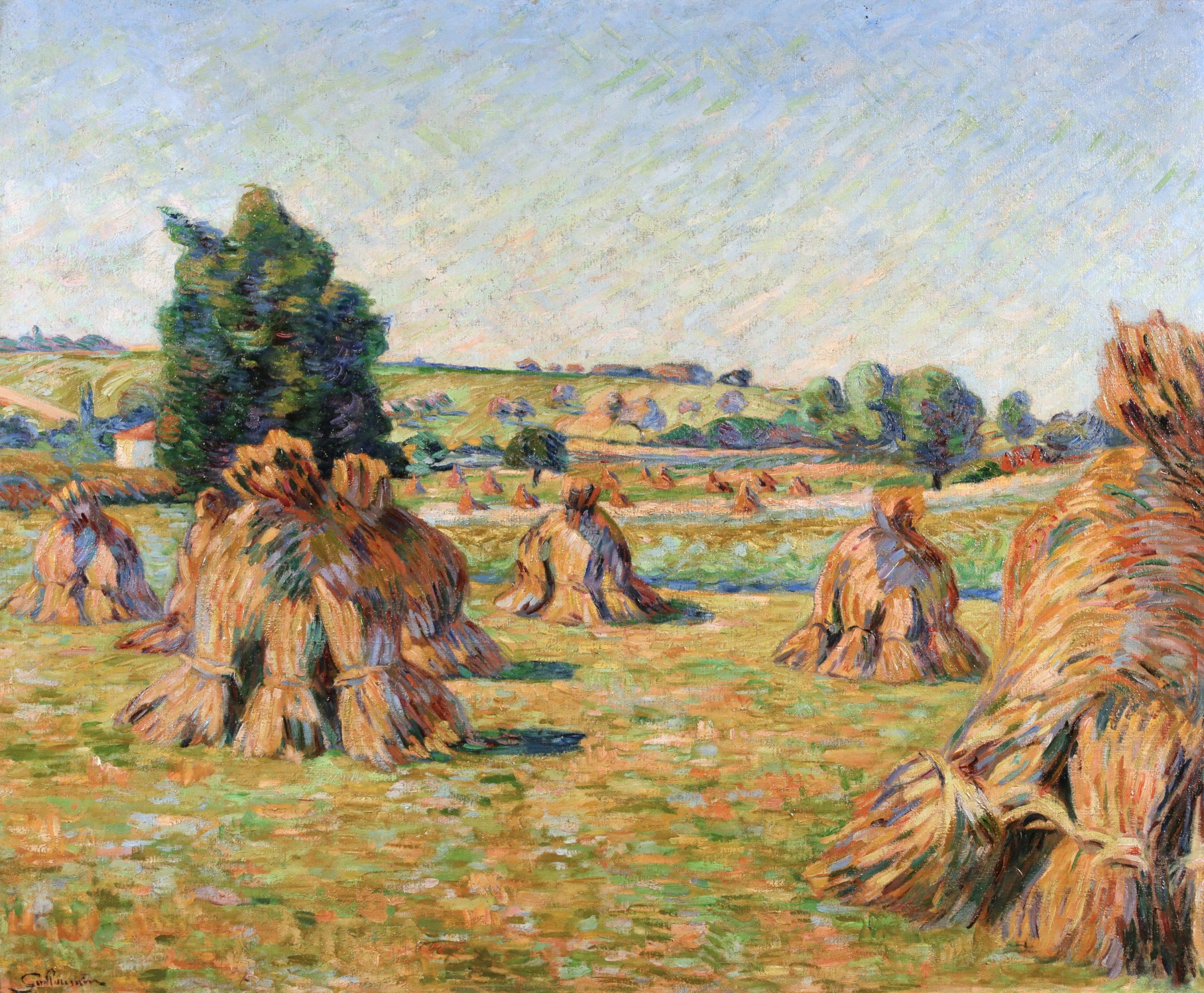 Les Meules - Impressionist Landscape Oil by Jean Baptiste Armand Guillaumin - Painting by Jean Baptiste-Armand Guillaumin