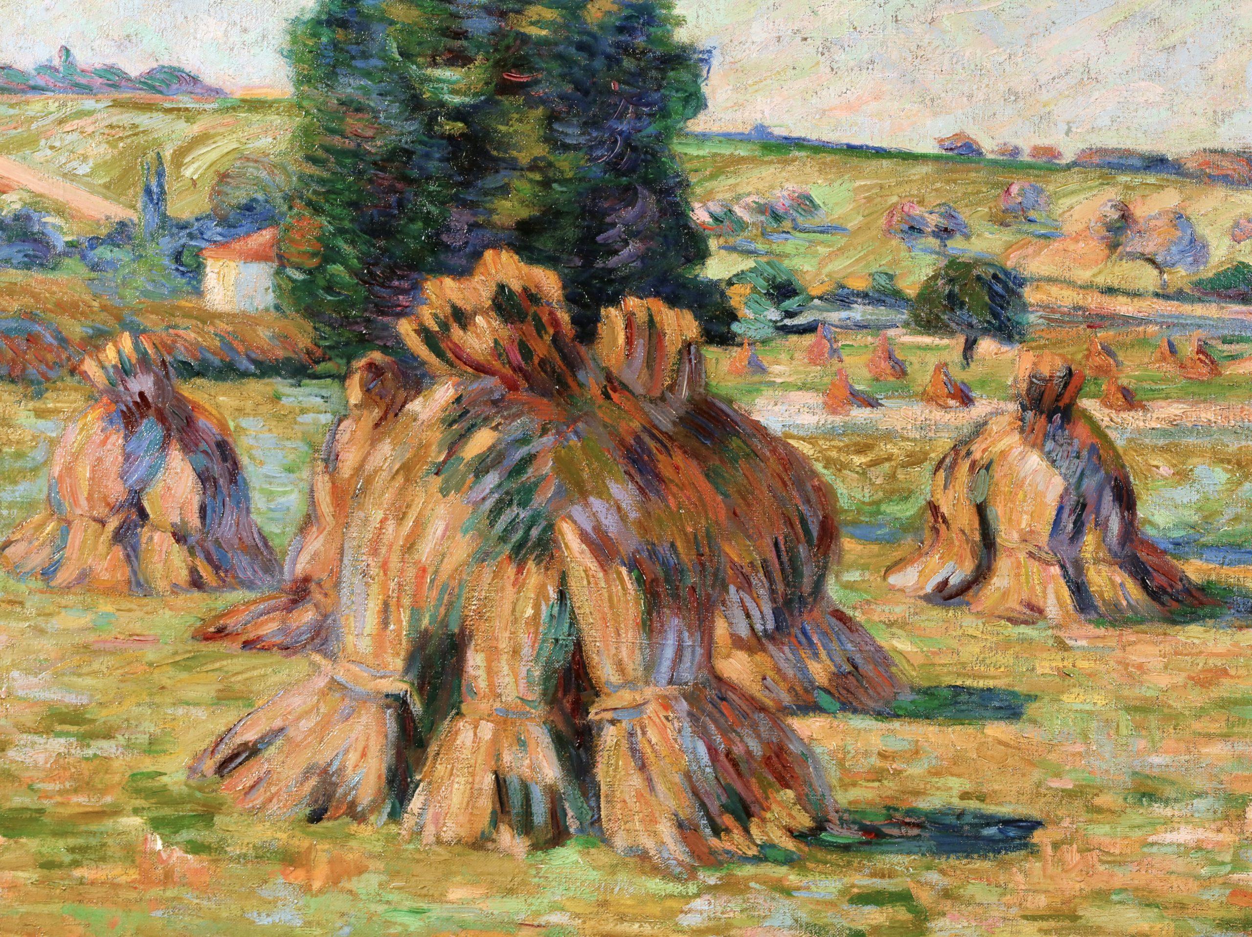 Les Meules - Impressionist Landscape Oil by Jean Baptiste Armand Guillaumin - Brown Landscape Painting by Jean Baptiste-Armand Guillaumin