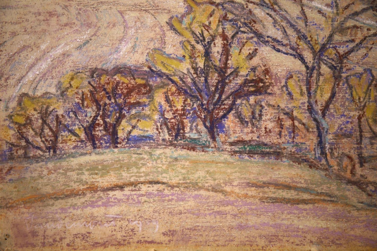 Paysage au Vaudemont - Impressionist Landscape Pastel by Armand Guillaumin For Sale 1